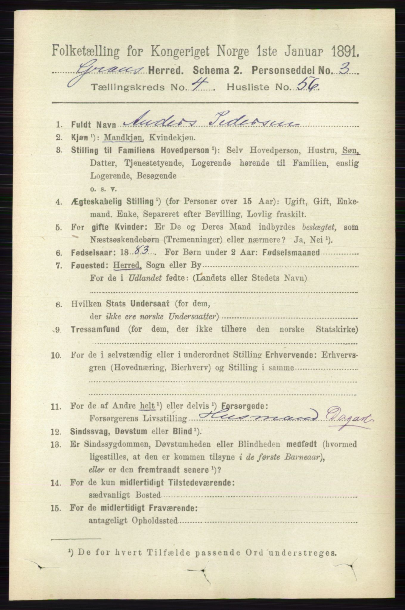 RA, 1891 census for 0534 Gran, 1891, p. 1506