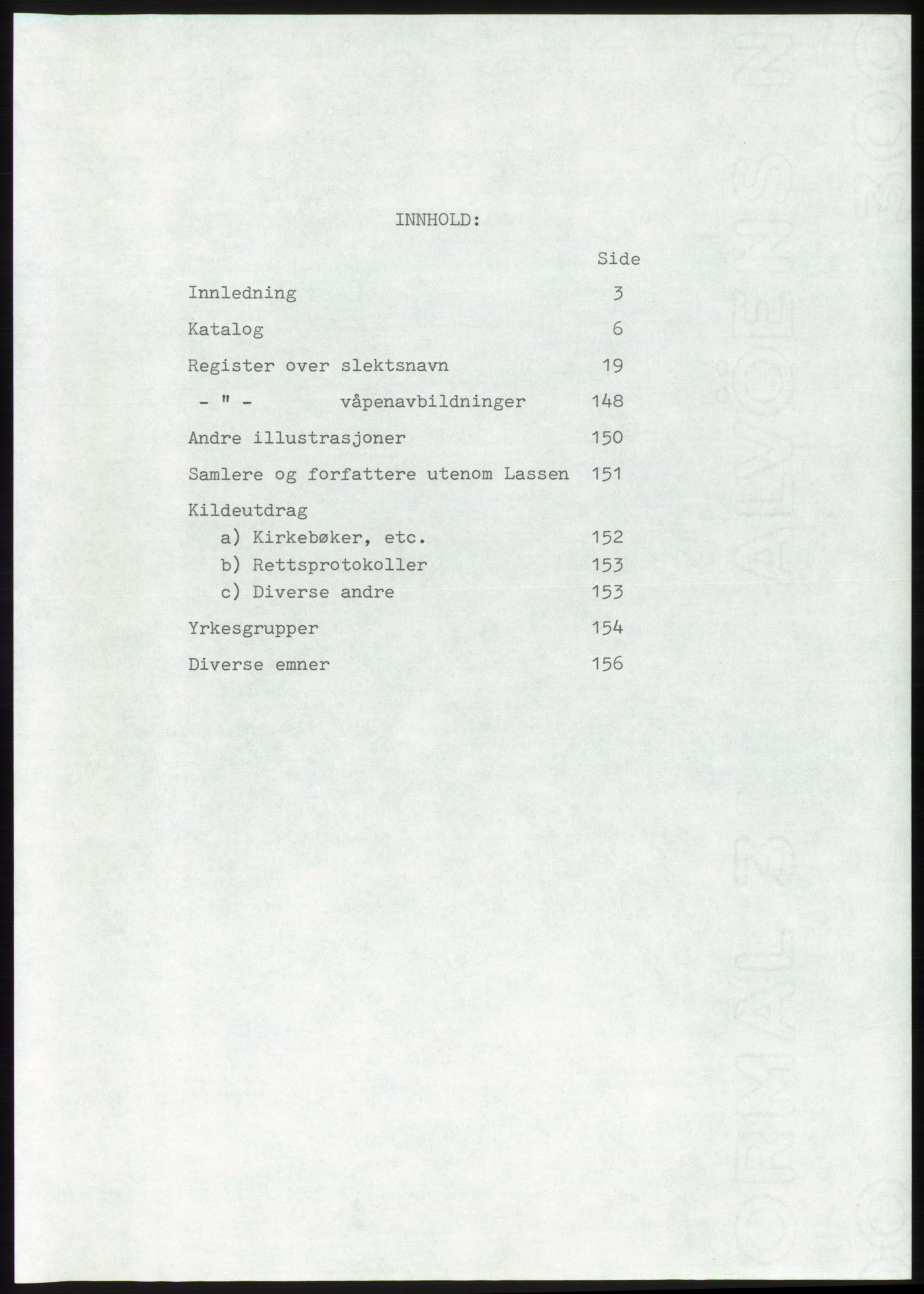 Lassens samlinger, AV/RA-PA-0051, 1500-1907, p. 2