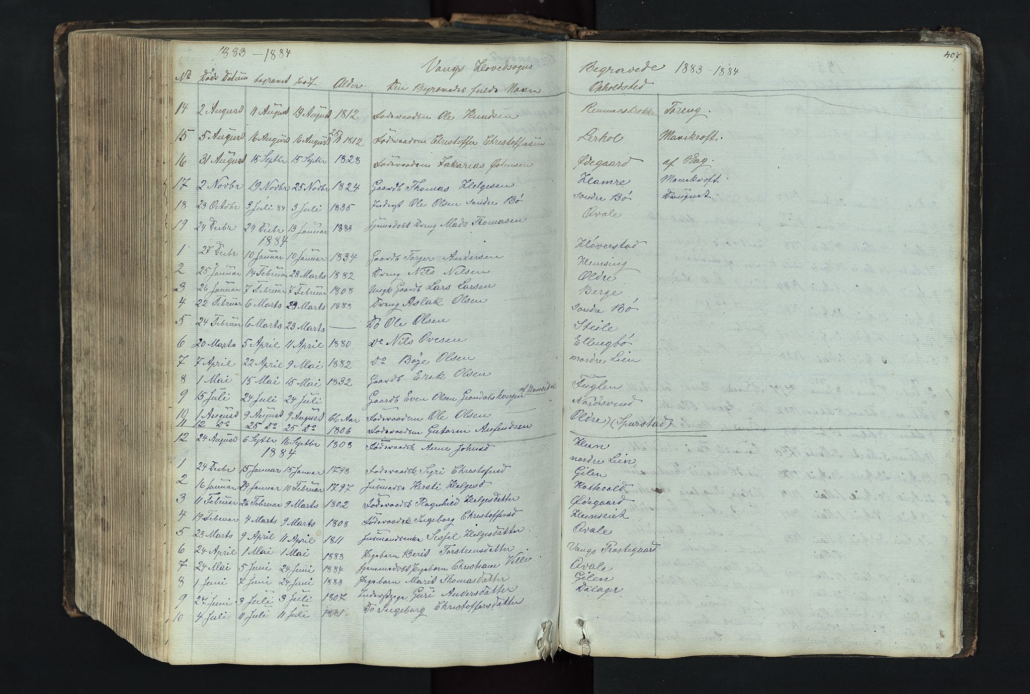 Vang prestekontor, Valdres, AV/SAH-PREST-140/H/Hb/L0004: Parish register (copy) no. 4, 1835-1892, p. 407