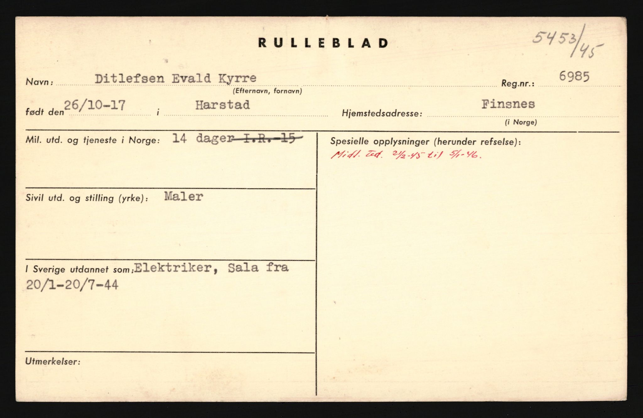 Forsvaret, Troms infanteriregiment nr. 16, AV/RA-RAFA-3146/P/Pa/L0022: Rulleblad for regimentets menige mannskaper, årsklasse 1938, 1938, p. 185