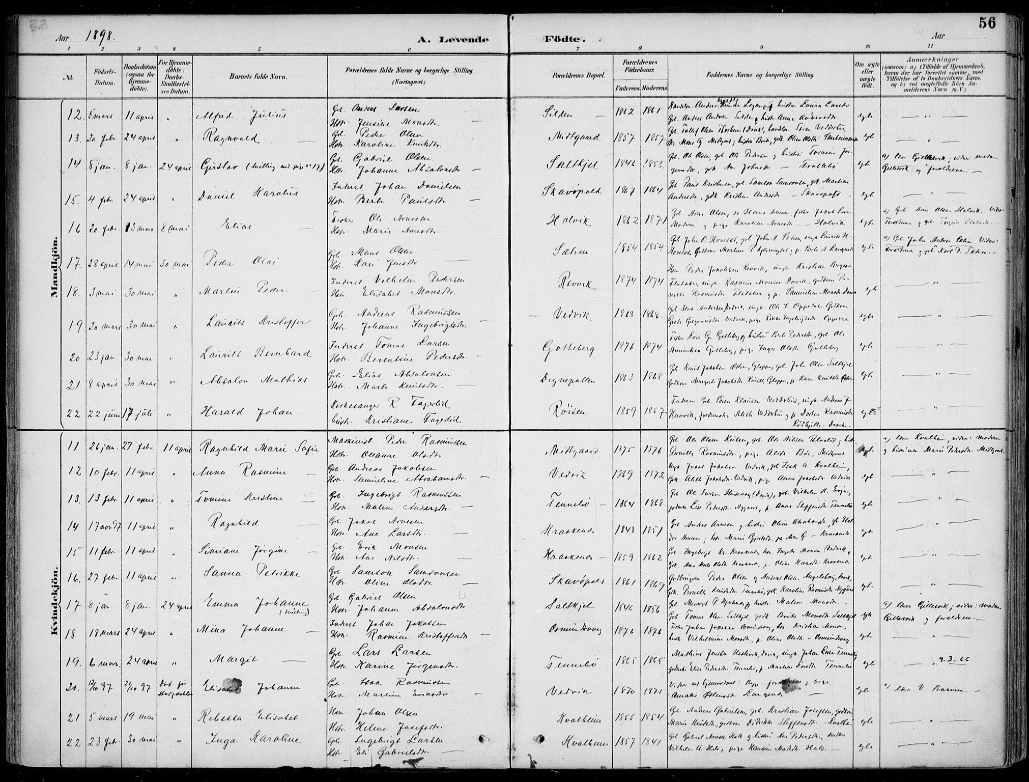 Selje sokneprestembete, AV/SAB-A-99938/H/Ha/Haa/Haac/L0002: Parish register (official) no. C  2, 1889-1904, p. 56