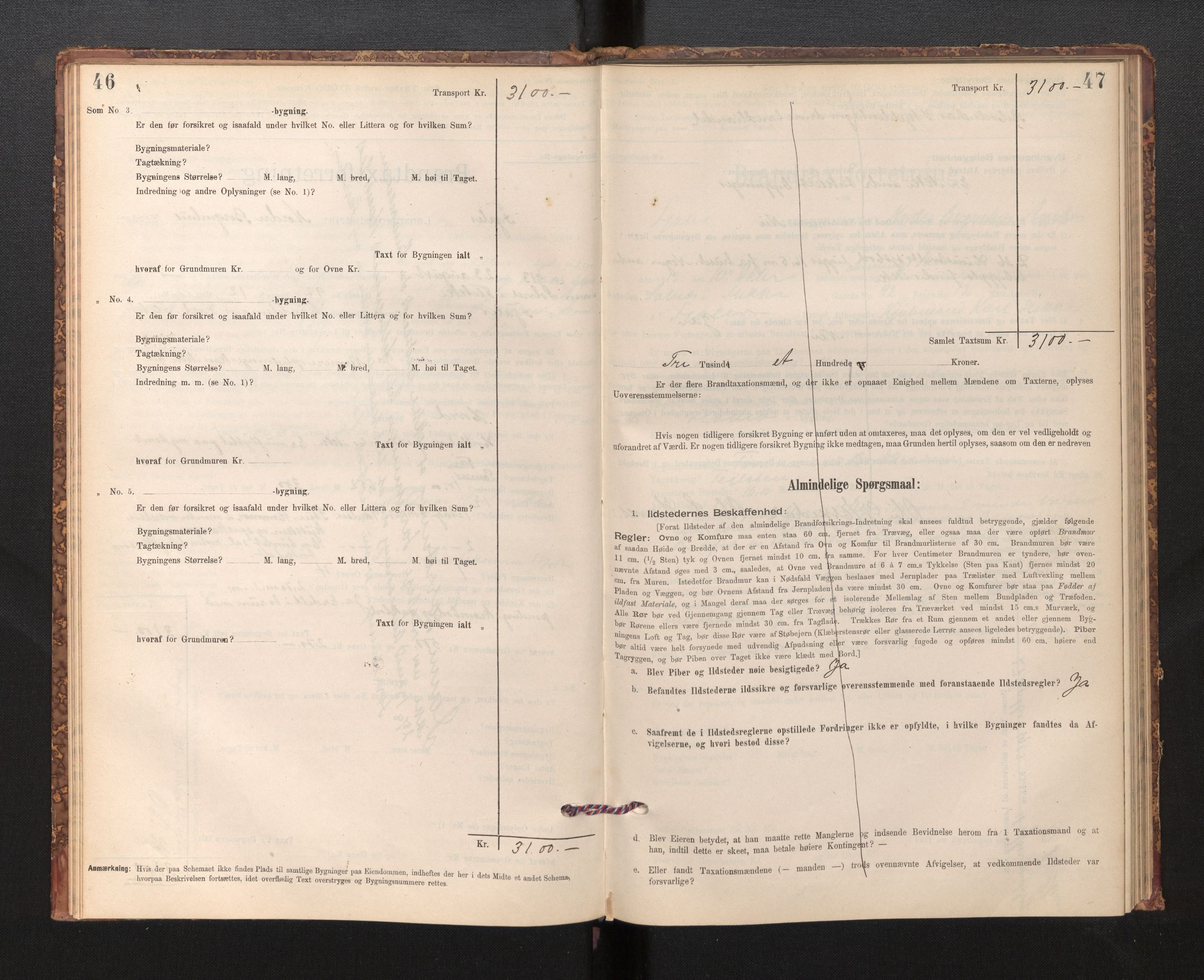 Lensmannen i Fjaler, SAB/A-27201/0012/L0006: Branntakstprotokoll, skjematakst, 1895-1937, p. 46-47