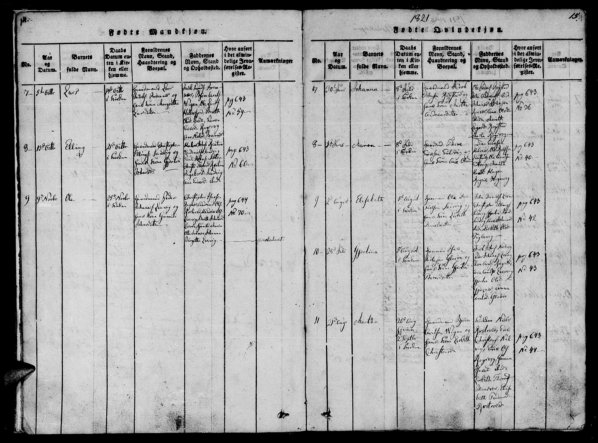 Ministerialprotokoller, klokkerbøker og fødselsregistre - Møre og Romsdal, AV/SAT-A-1454/581/L0933: Parish register (official) no. 581A03 /1, 1819-1836, p. 14-15