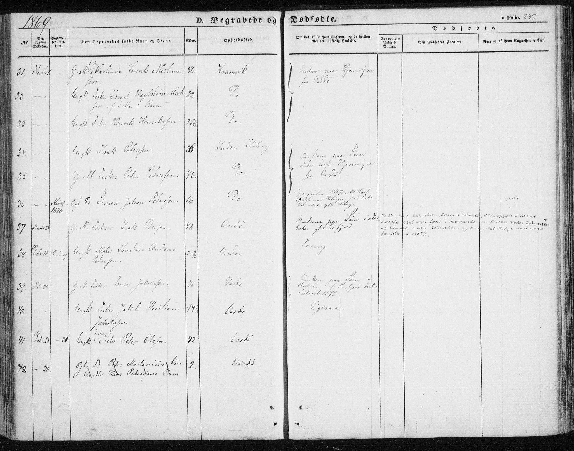 Vardø sokneprestkontor, SATØ/S-1332/H/Ha/L0004kirke: Parish register (official) no. 4, 1862-1871, p. 237