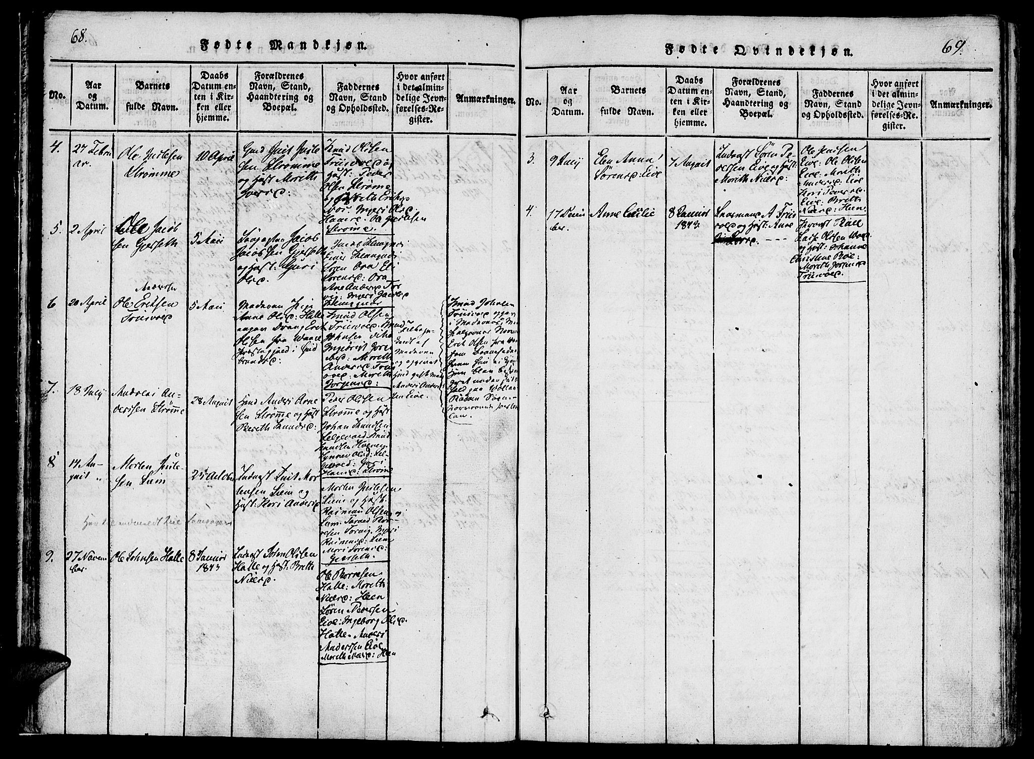 Ministerialprotokoller, klokkerbøker og fødselsregistre - Møre og Romsdal, SAT/A-1454/542/L0551: Parish register (official) no. 542A01, 1818-1853, p. 68-69