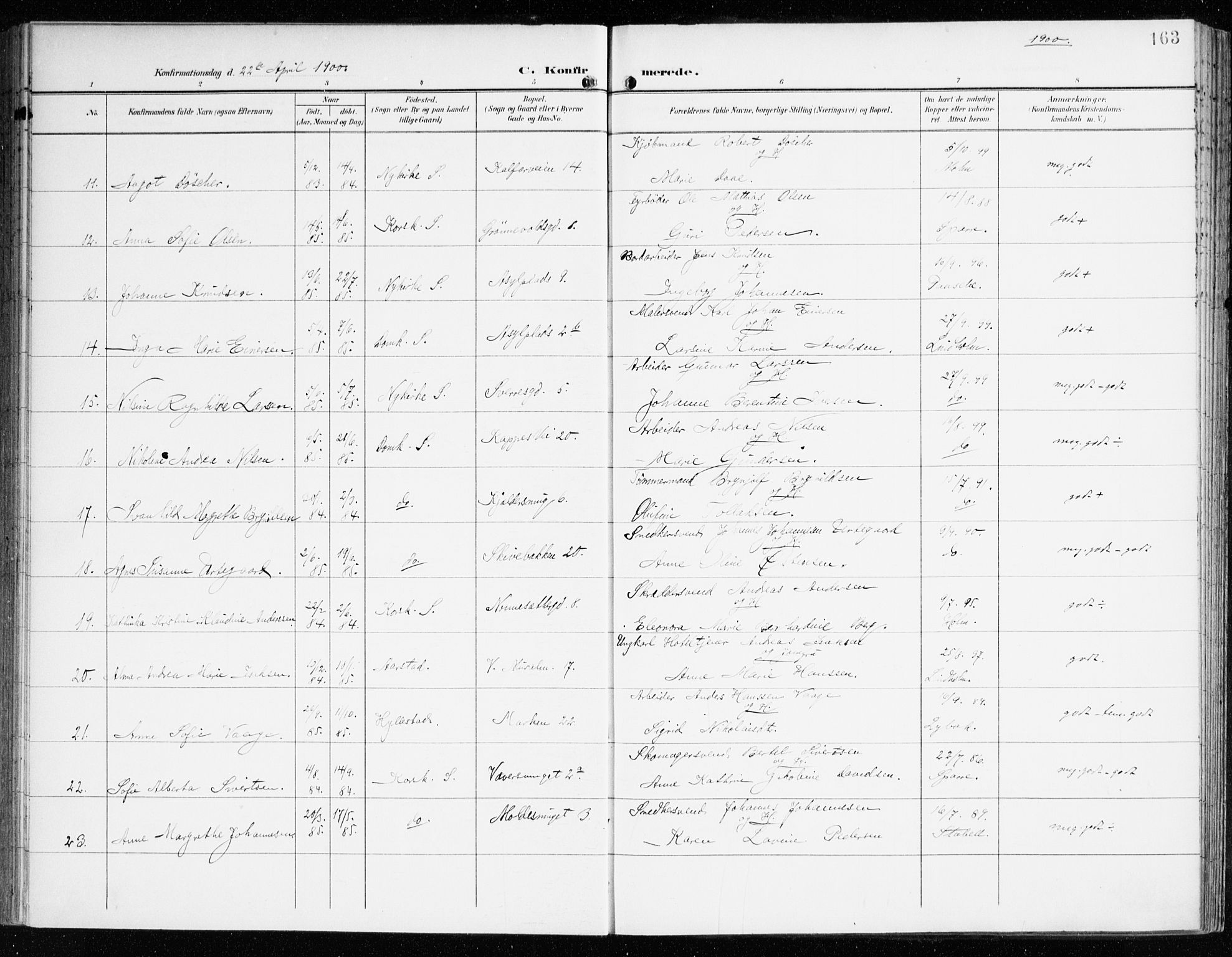 Domkirken sokneprestembete, AV/SAB-A-74801/H/Haa/L0031: Parish register (official) no. C 6, 1898-1915, p. 163