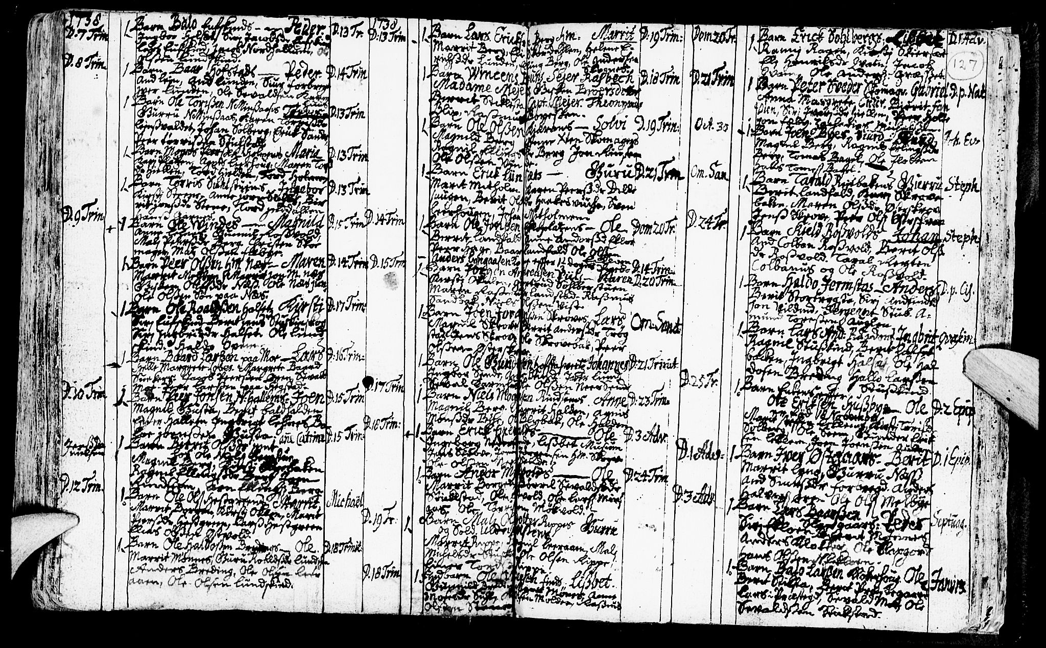 Ministerialprotokoller, klokkerbøker og fødselsregistre - Nord-Trøndelag, SAT/A-1458/723/L0230: Parish register (official) no. 723A01, 1705-1747, p. 127