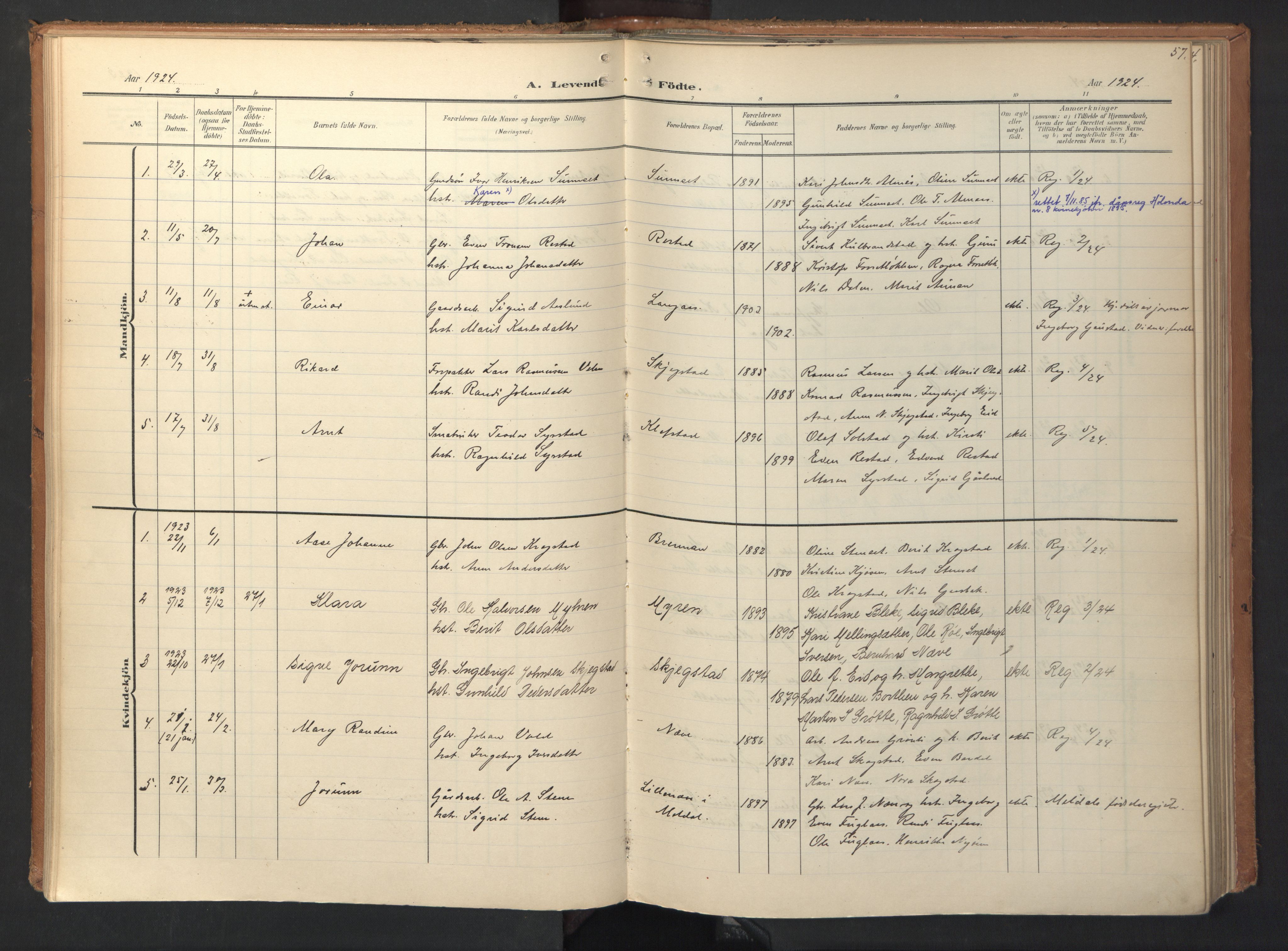 Ministerialprotokoller, klokkerbøker og fødselsregistre - Sør-Trøndelag, SAT/A-1456/694/L1128: Parish register (official) no. 694A02, 1906-1931, p. 57
