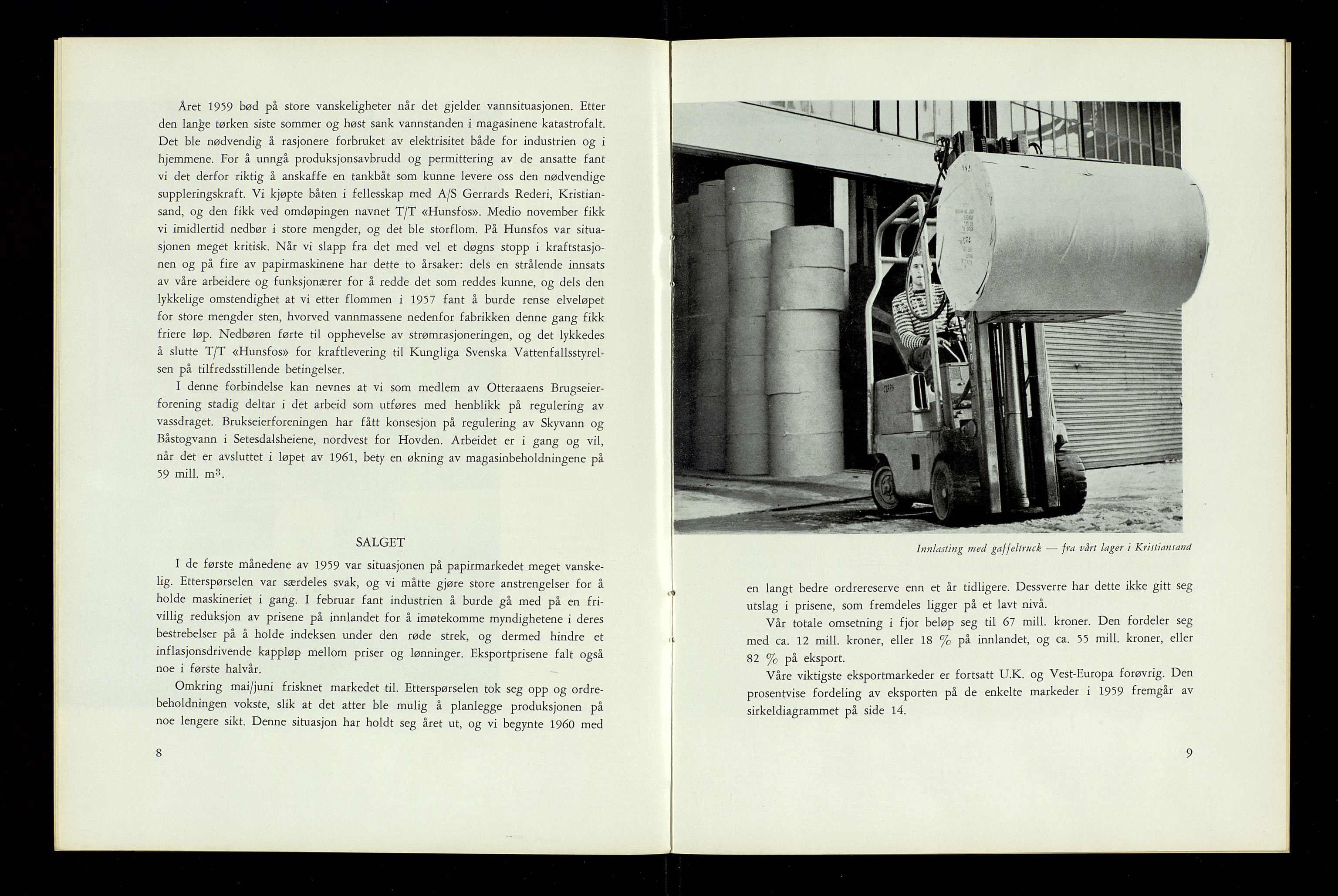 Hunsfos fabrikker, AV/SAK-D/1440/01/L0001/0003: Vedtekter, anmeldelser og årsberetninger / Årsberetninger og regnskap, 1918-1989, p. 172