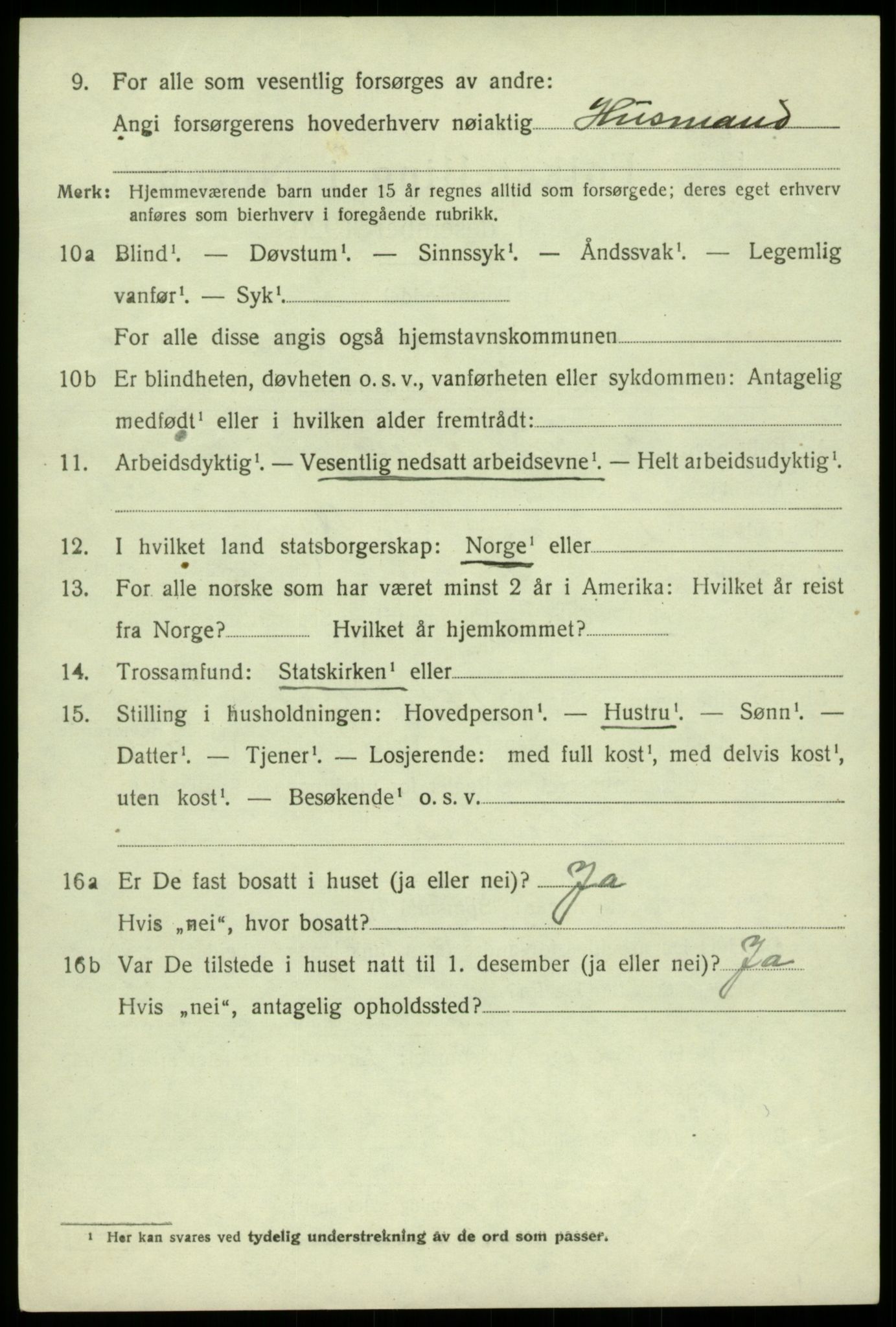 SAB, 1920 census for Kvam, 1920, p. 1608