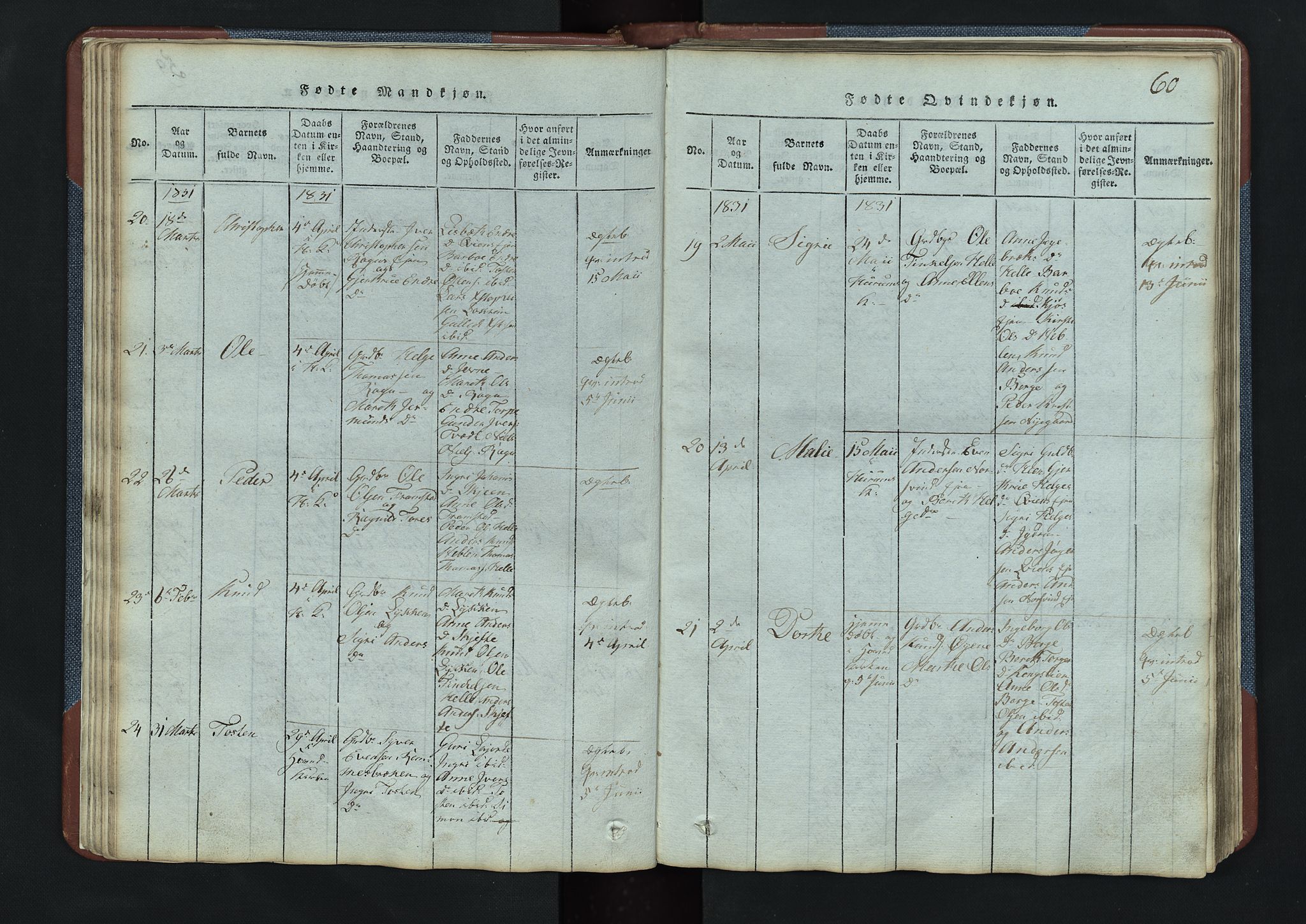 Vang prestekontor, Valdres, SAH/PREST-140/H/Hb/L0003: Parish register (copy) no. 3, 1814-1892, p. 60