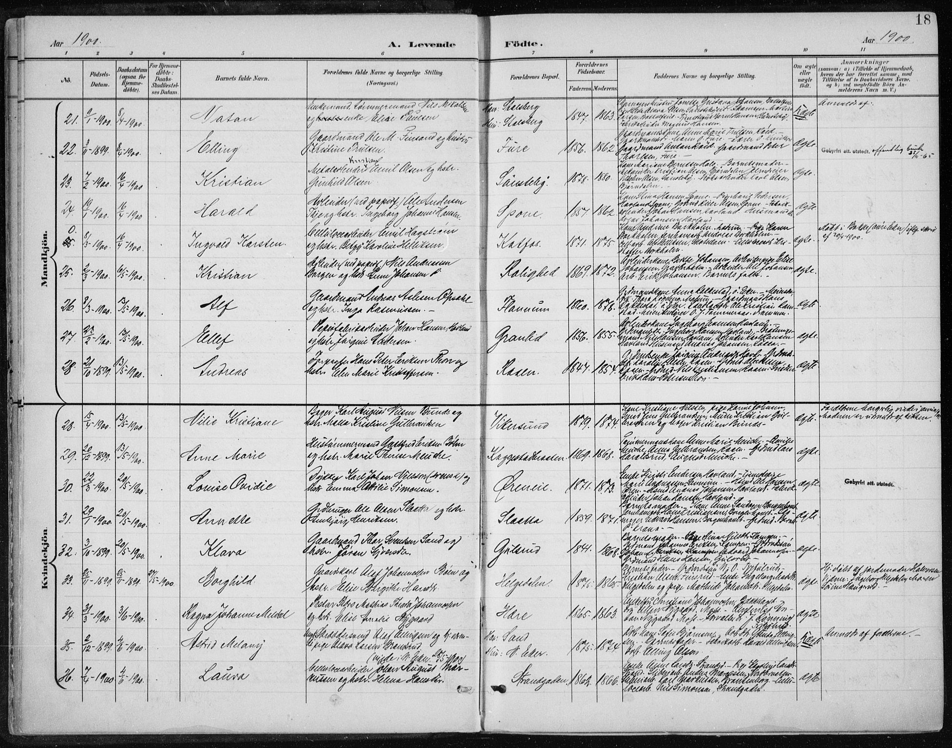 Modum kirkebøker, AV/SAKO-A-234/F/Fa/L0013: Parish register (official) no. 13, 1899-1907, p. 18