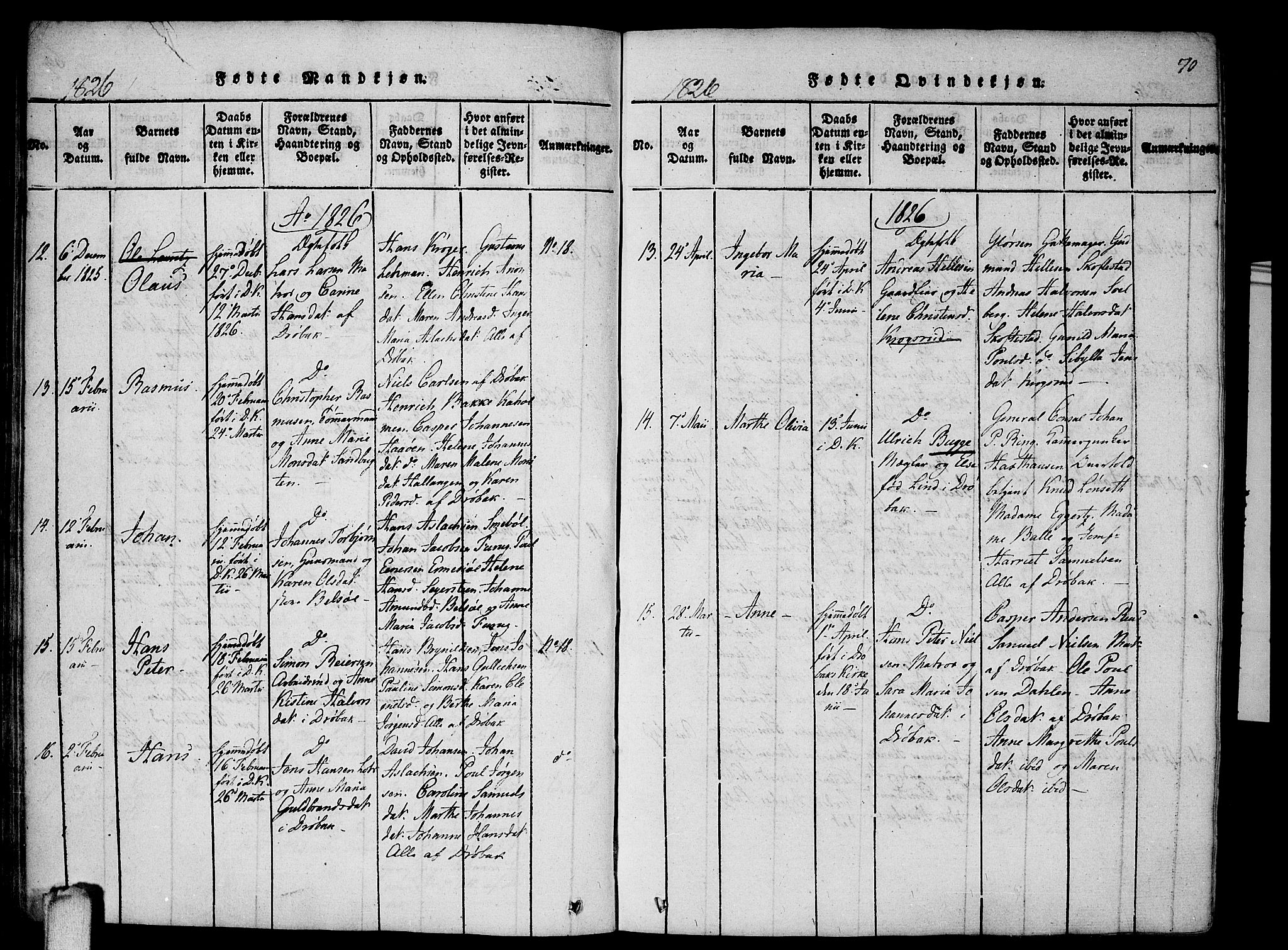 Drøbak prestekontor Kirkebøker, AV/SAO-A-10142a/F/Fa/L0001: Parish register (official) no. I 1, 1816-1842, p. 70