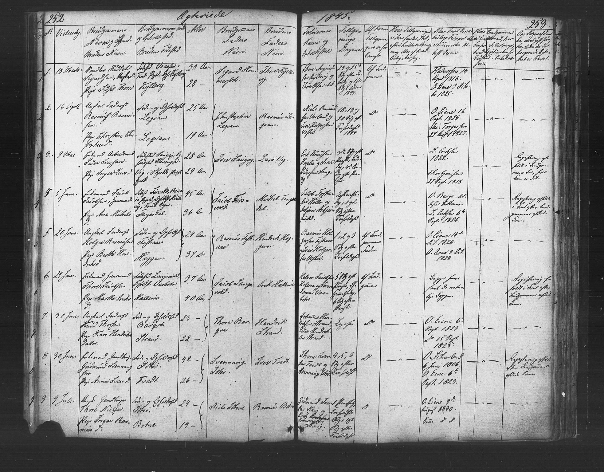 Strand sokneprestkontor, SAST/A-101828/H/Ha/Haa/L0006: Parish register (official) no. A 6, 1834-1854, p. 252-253