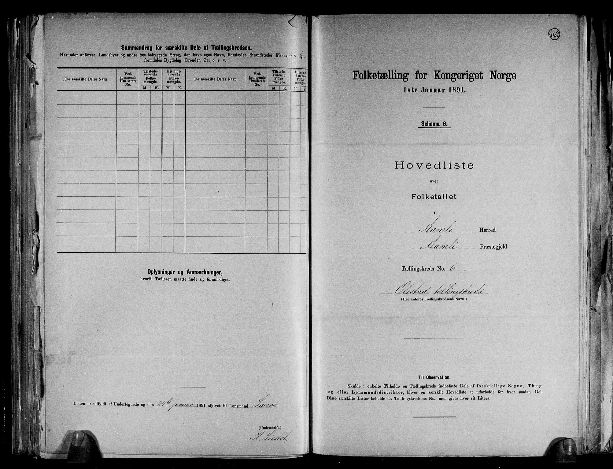 RA, 1891 census for 0929 Åmli, 1891, p. 15