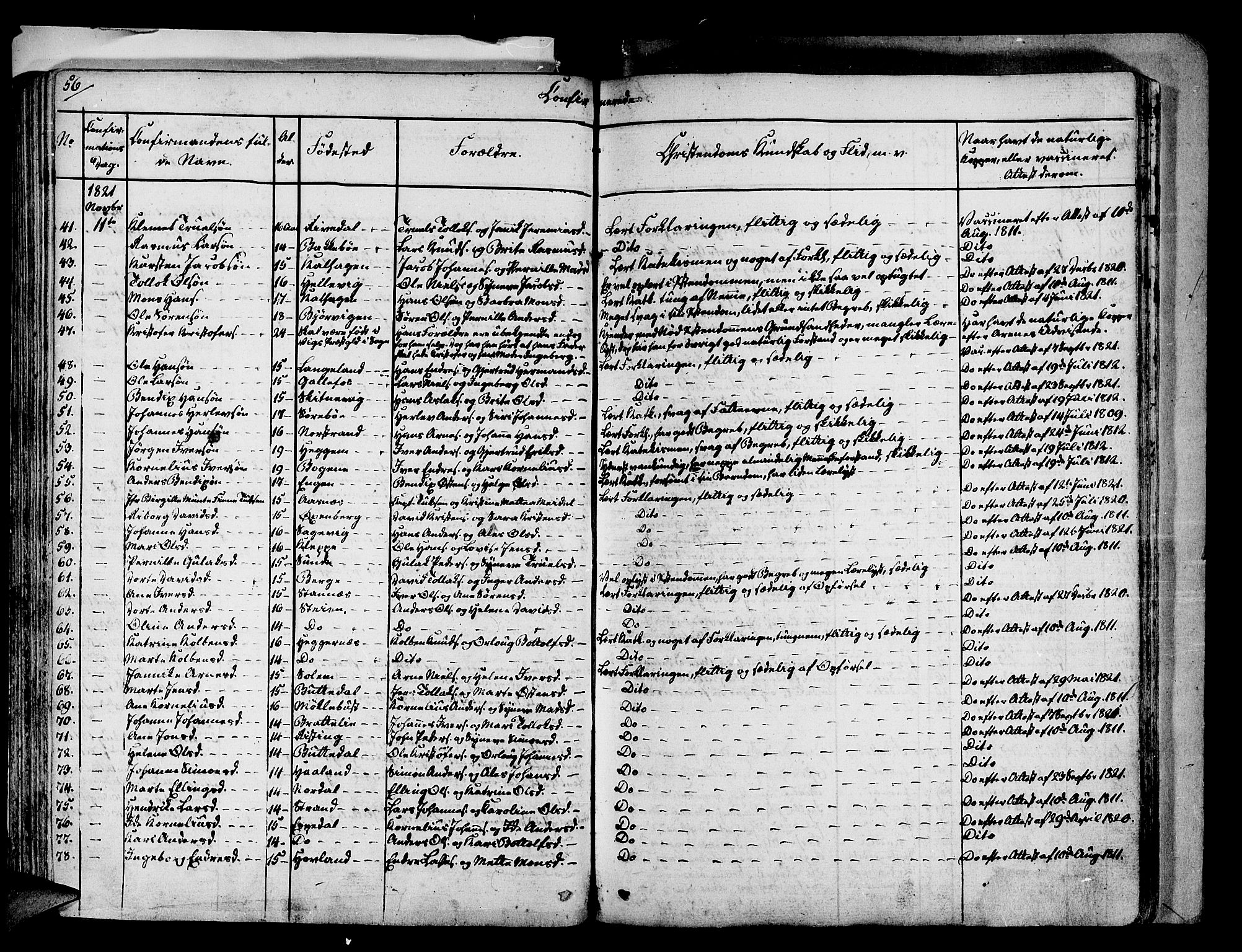 Fjaler sokneprestembete, SAB/A-79801/H/Haa/Haaa/L0005: Parish register (official) no. A 5, 1821-1835, p. 57