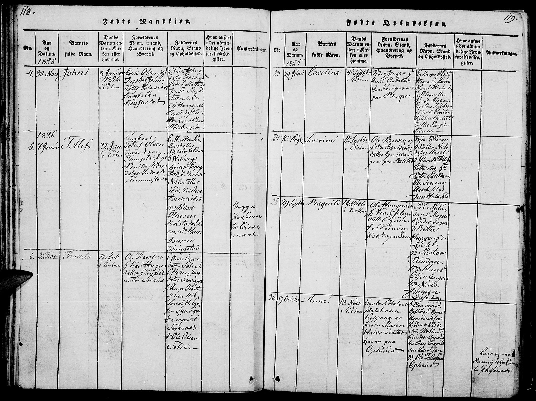 Åmot prestekontor, Hedmark, SAH/PREST-056/H/Ha/Hab/L0001: Parish register (copy) no. 1, 1815-1847, p. 118-119