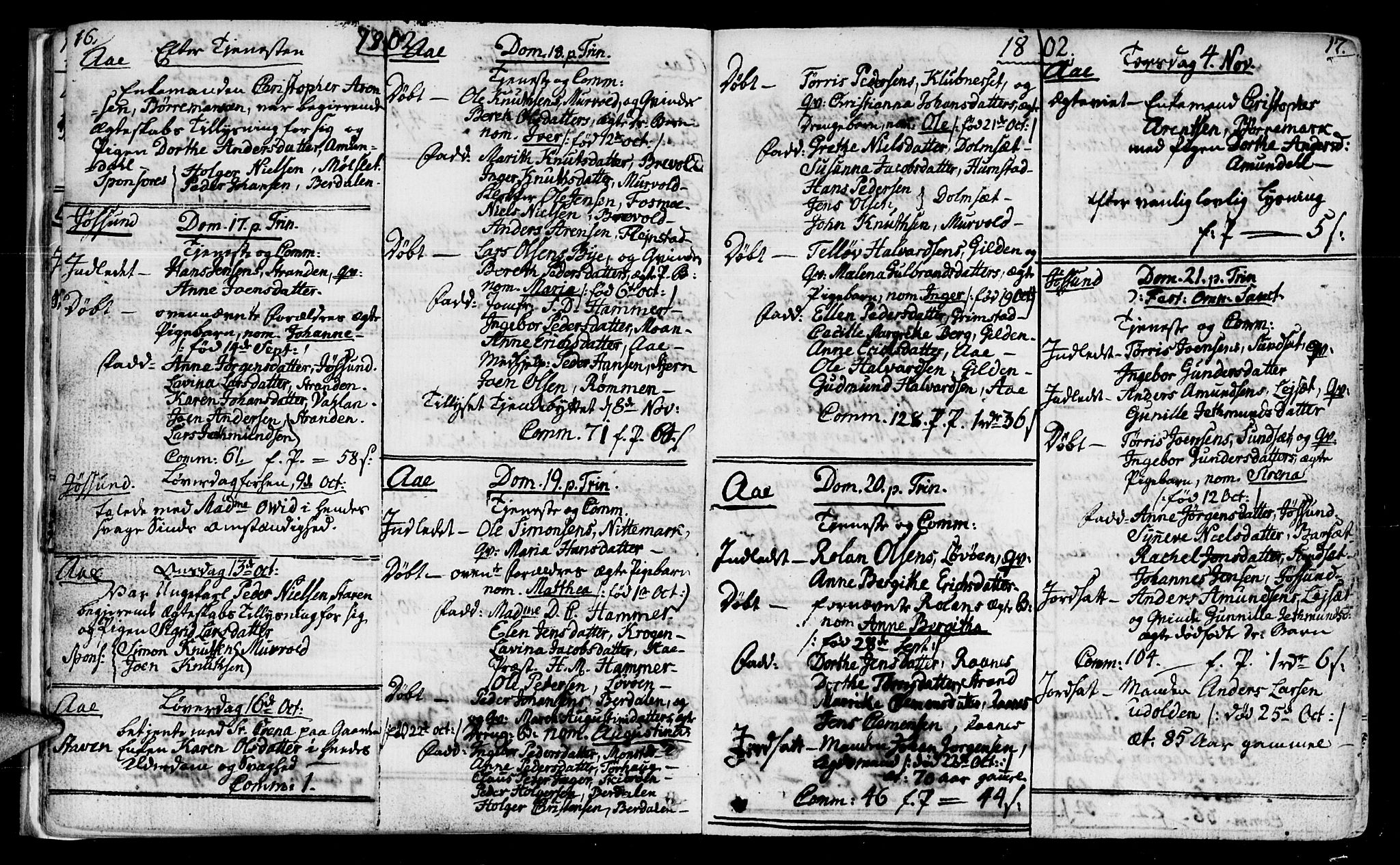 Ministerialprotokoller, klokkerbøker og fødselsregistre - Sør-Trøndelag, AV/SAT-A-1456/655/L0674: Parish register (official) no. 655A03, 1802-1826, p. 16-17