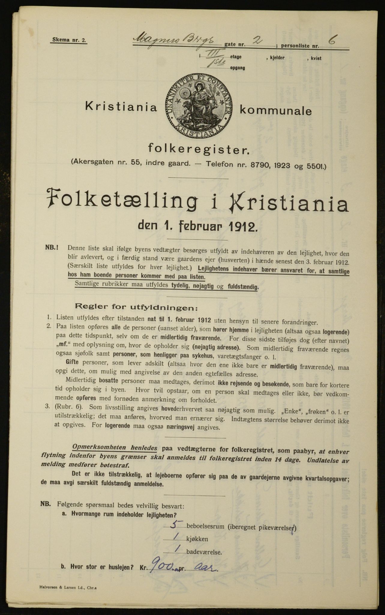 OBA, Municipal Census 1912 for Kristiania, 1912, p. 59443