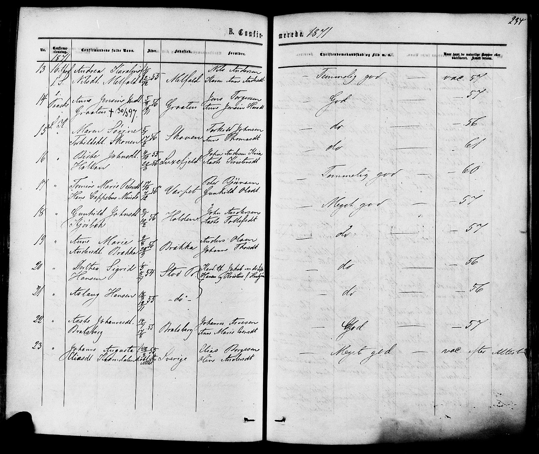 Solum kirkebøker, SAKO/A-306/F/Fa/L0008: Parish register (official) no. I 8, 1865-1876, p. 234