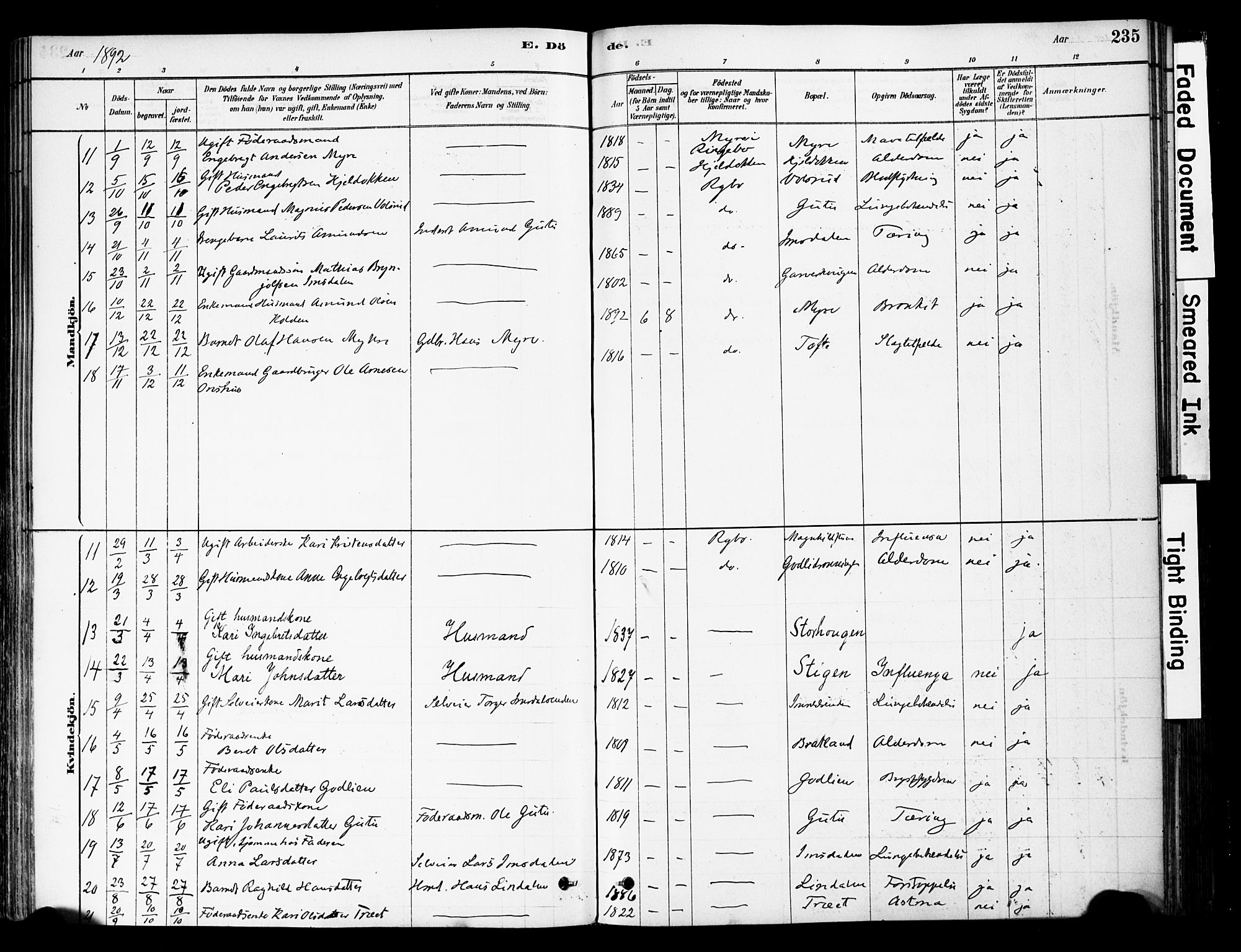 Ringebu prestekontor, AV/SAH-PREST-082/H/Ha/Haa/L0008: Parish register (official) no. 8, 1878-1898, p. 235