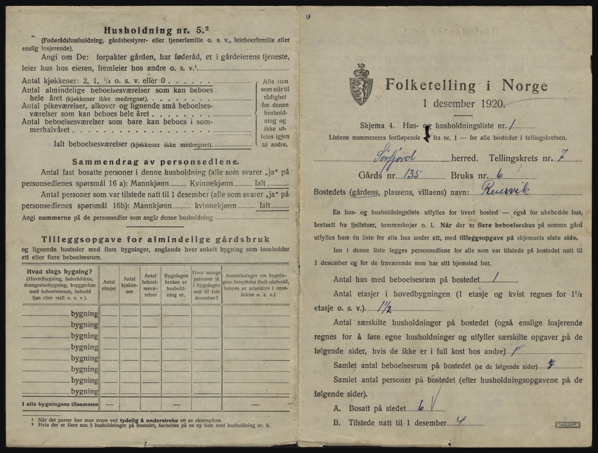 SATØ, 1920 census for Sørfjord, 1920, p. 379