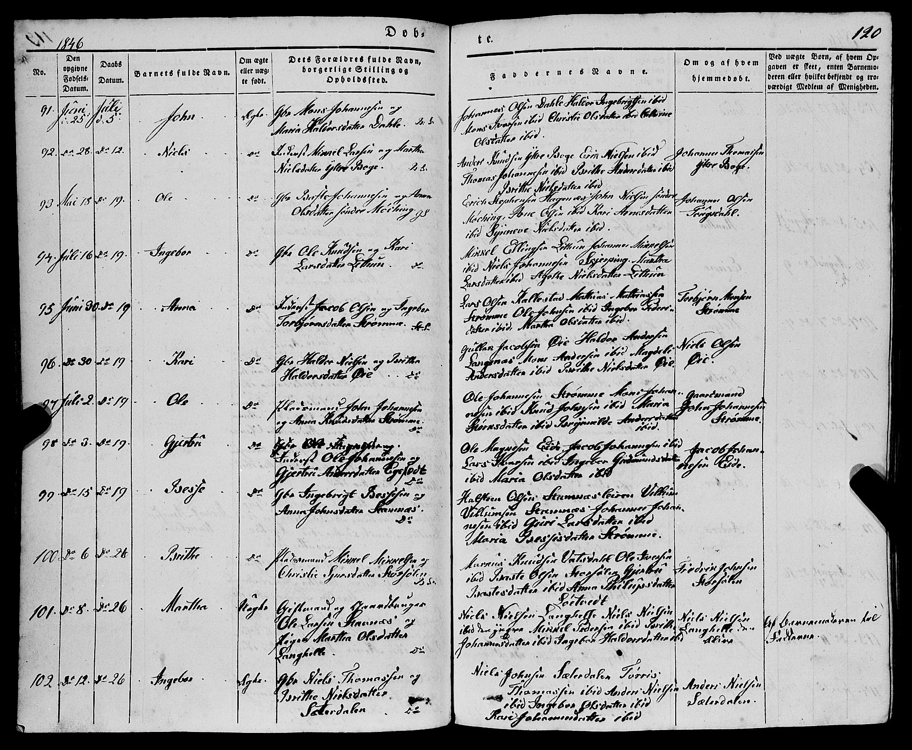 Haus sokneprestembete, AV/SAB-A-75601/H/Haa: Parish register (official) no. A 15, 1838-1847, p. 120