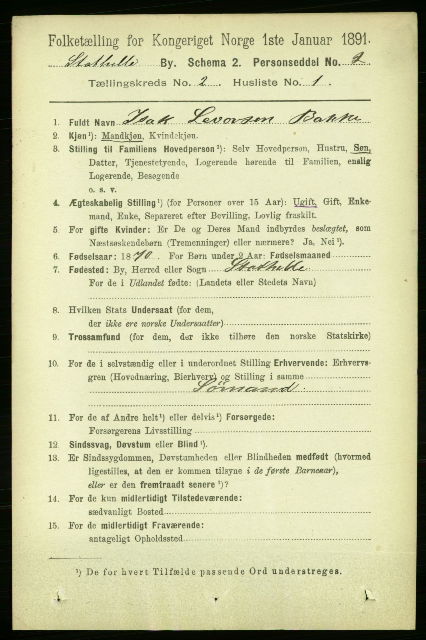 RA, 1891 census for 0803 Stathelle, 1891, p. 225