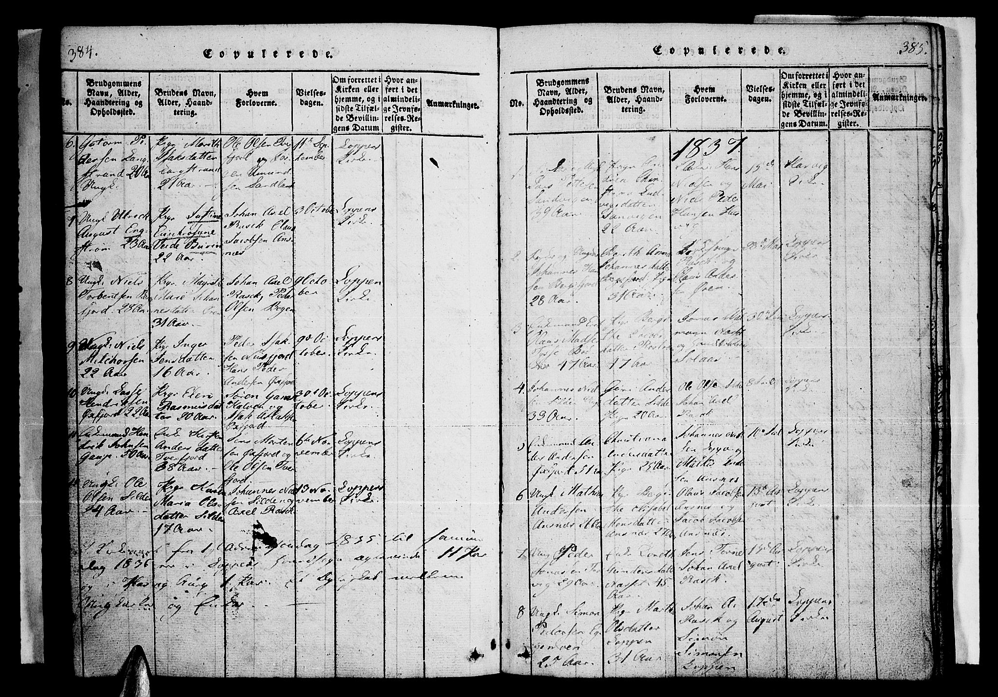 Loppa sokneprestkontor, SATØ/S-1339/H/Ha/L0003kirke: Parish register (official) no. 3, 1820-1848, p. 384-385