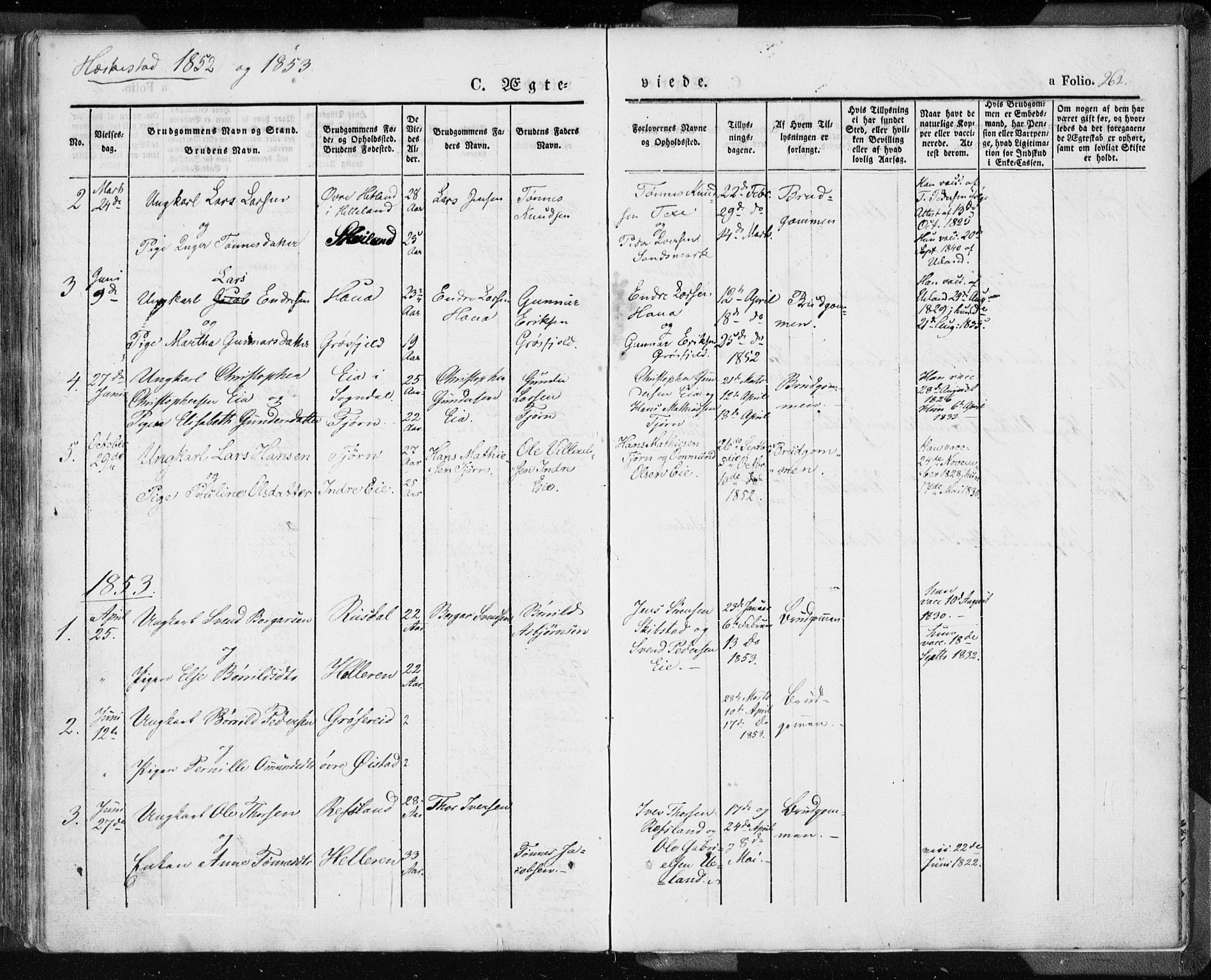 Lund sokneprestkontor, AV/SAST-A-101809/S06/L0007: Parish register (official) no. A 7.1, 1833-1854, p. 262