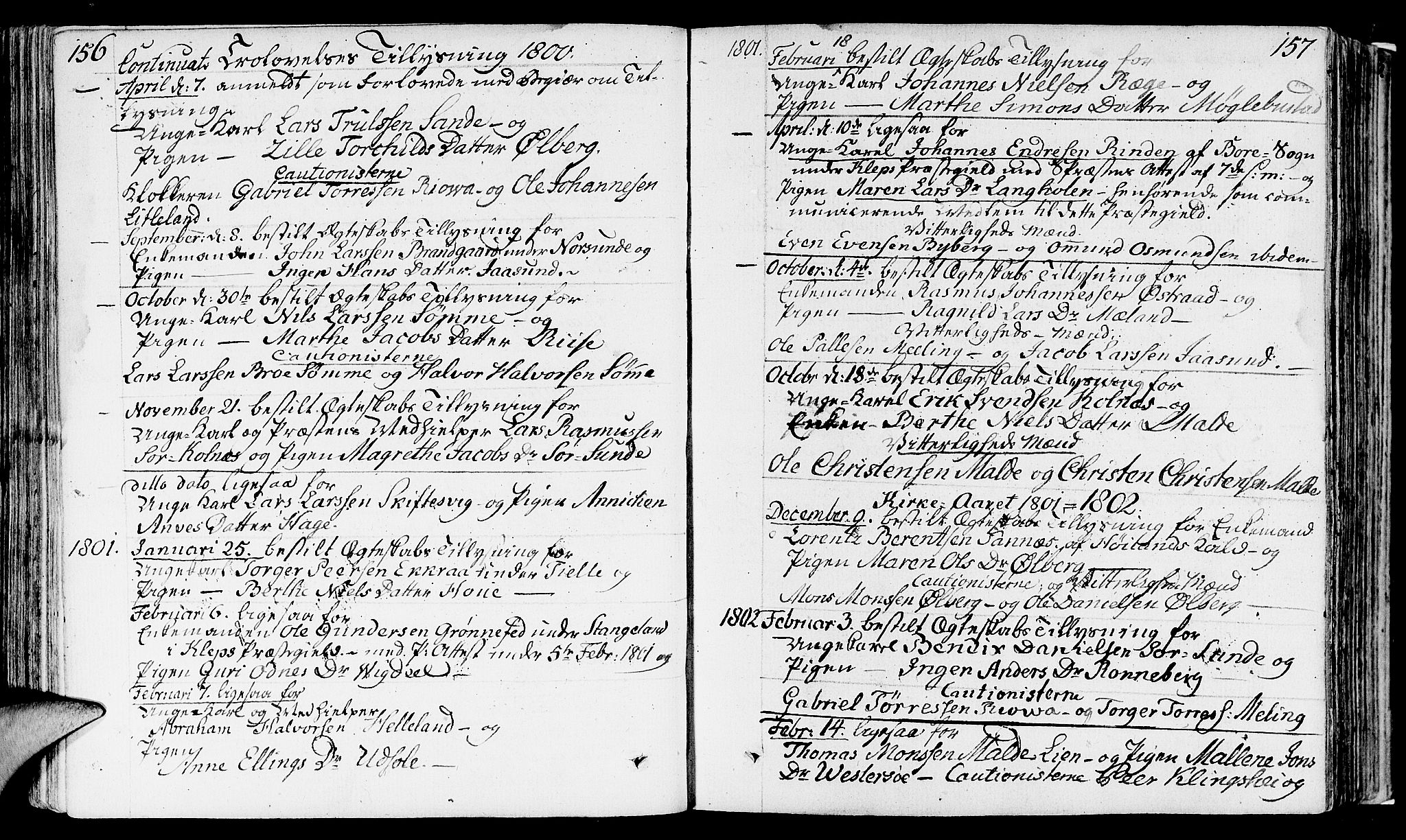 Håland sokneprestkontor, SAST/A-101802/001/30BA/L0003: Parish register (official) no. A 3, 1794-1815, p. 156-157