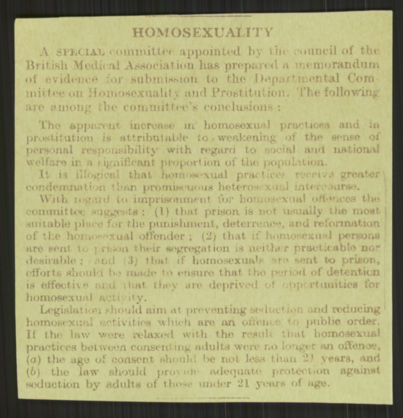Justisdepartementet, Lovavdelingen, AV/RA-S-3212/D/De/L0029/0001: Straffeloven / Straffelovens revisjon: 5 - Ot. prp. nr.  41 - 1945: Homoseksualiet. 3 mapper, 1956-1970, p. 255