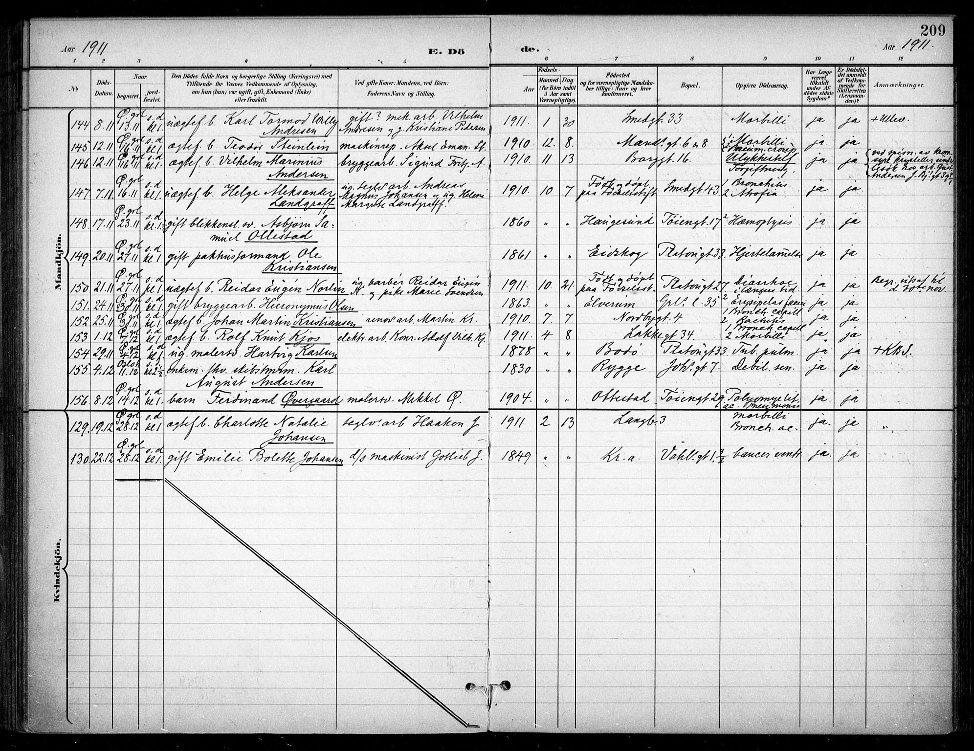 Grønland prestekontor Kirkebøker, SAO/A-10848/F/Fa/L0016: Parish register (official) no. 16, 1898-1918, p. 209