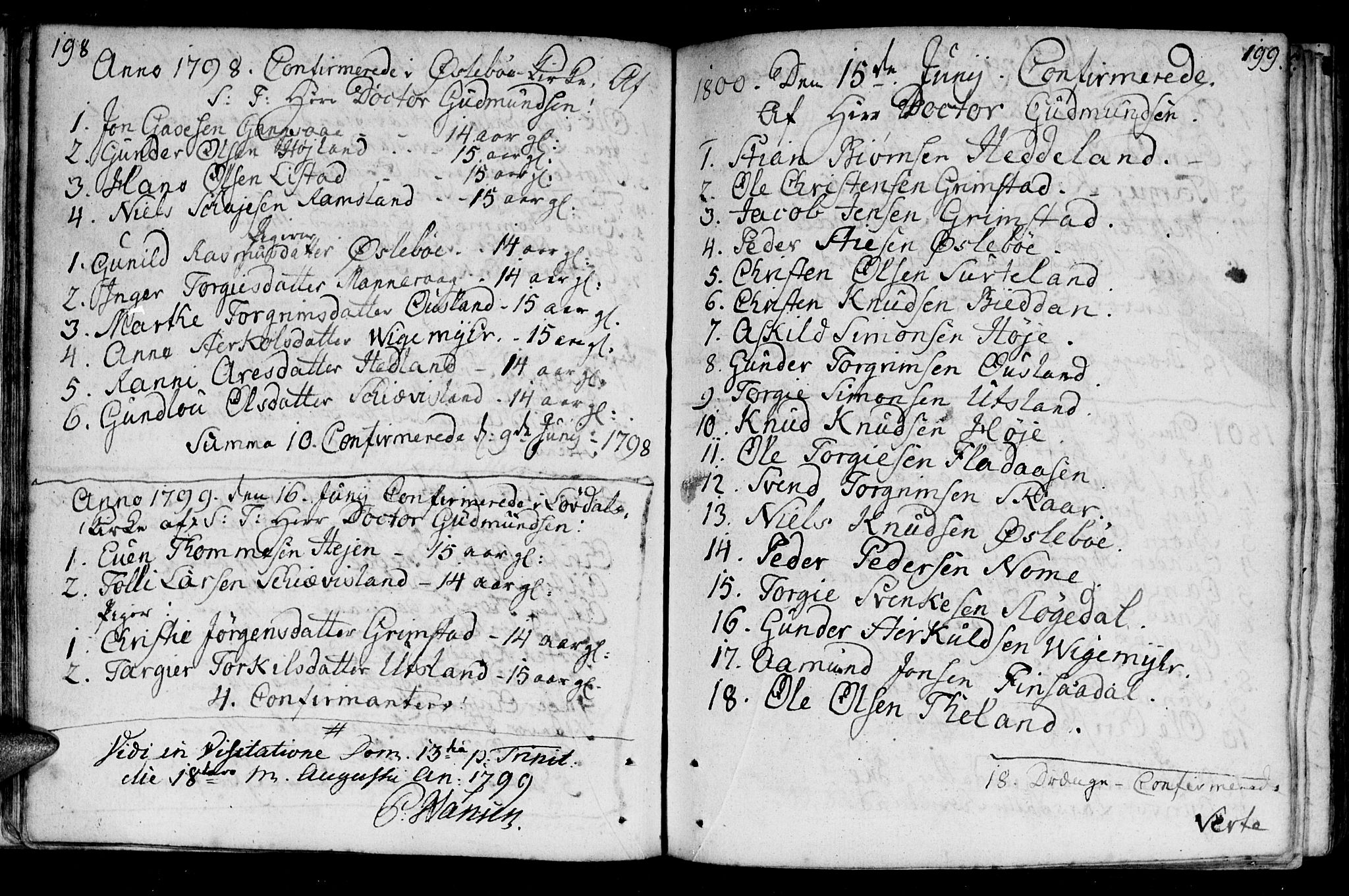 Holum sokneprestkontor, AV/SAK-1111-0022/F/Fa/Fac/L0001: Parish register (official) no. A 1, 1773-1820, p. 198-199