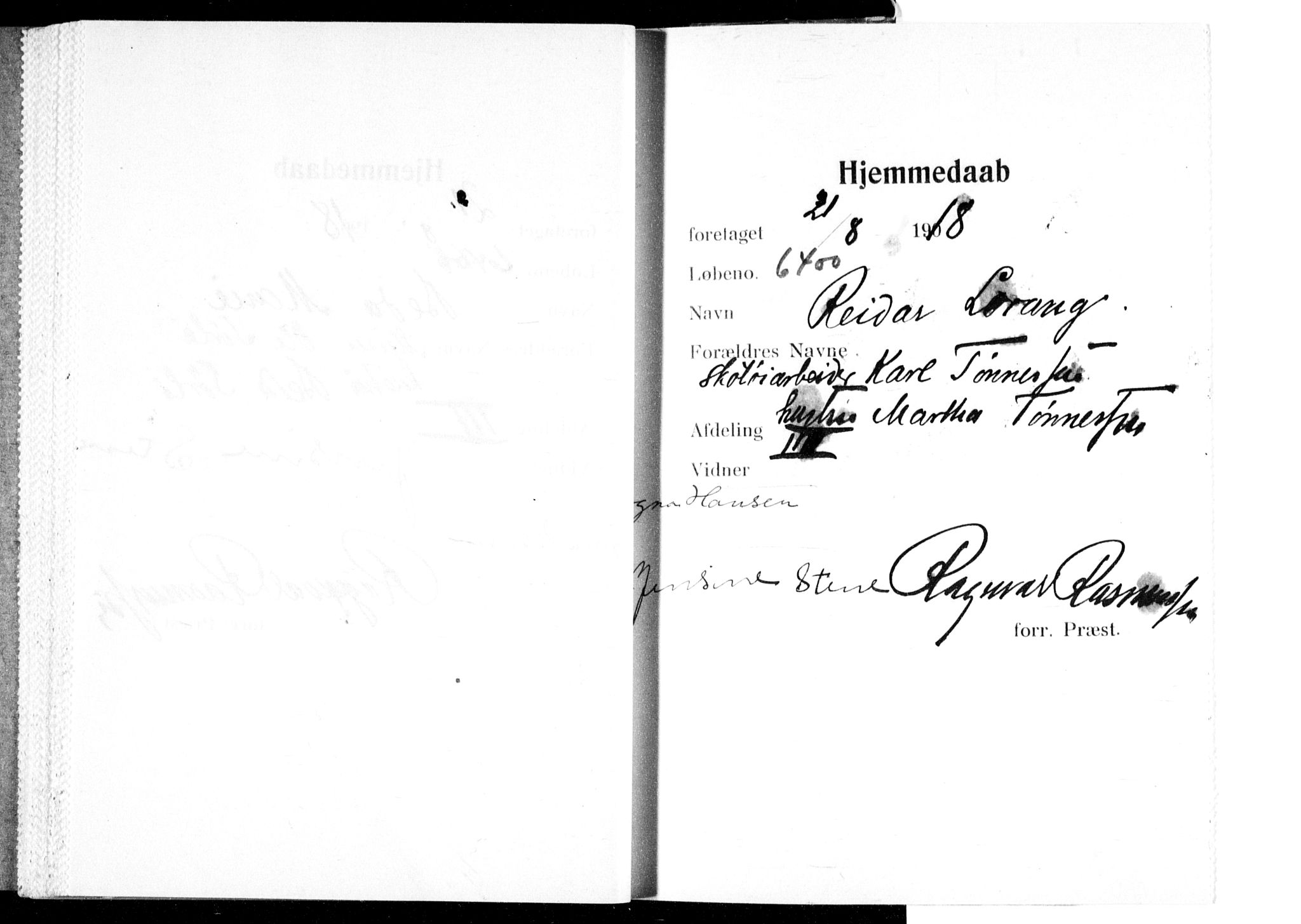 Ullevål sykehus prestekontor Kirkebøker, AV/SAO-A-10542a/K/Ka/L0004: Baptism register no. 4, 1906-1926