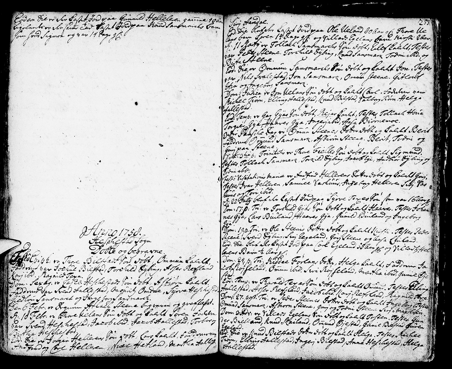 Helleland sokneprestkontor, SAST/A-101810: Parish register (official) no. A 1 /3, 1713-1761, p. 253