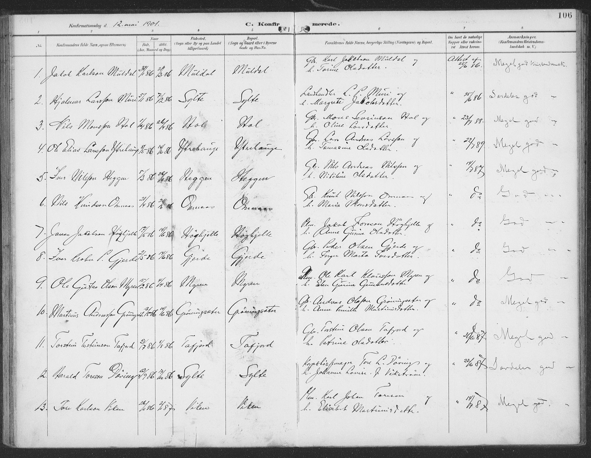 Ministerialprotokoller, klokkerbøker og fødselsregistre - Møre og Romsdal, SAT/A-1454/519/L0256: Parish register (official) no. 519A15, 1895-1912, p. 106