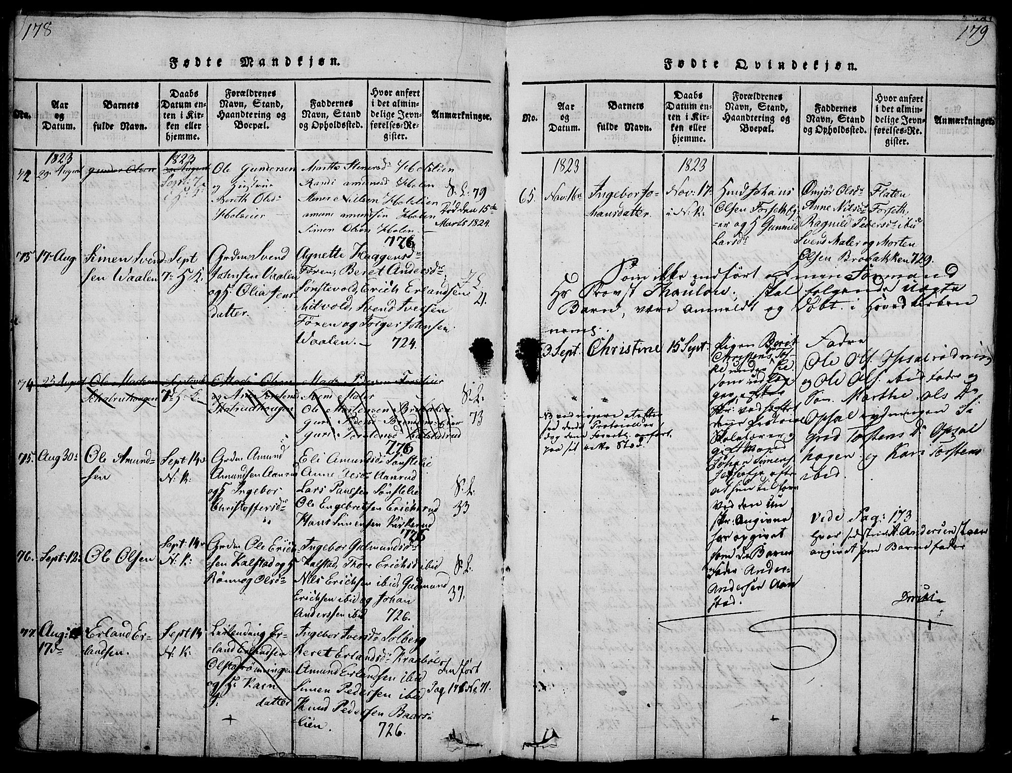 Gausdal prestekontor, AV/SAH-PREST-090/H/Ha/Haa/L0005: Parish register (official) no. 5, 1817-1829, p. 178-179