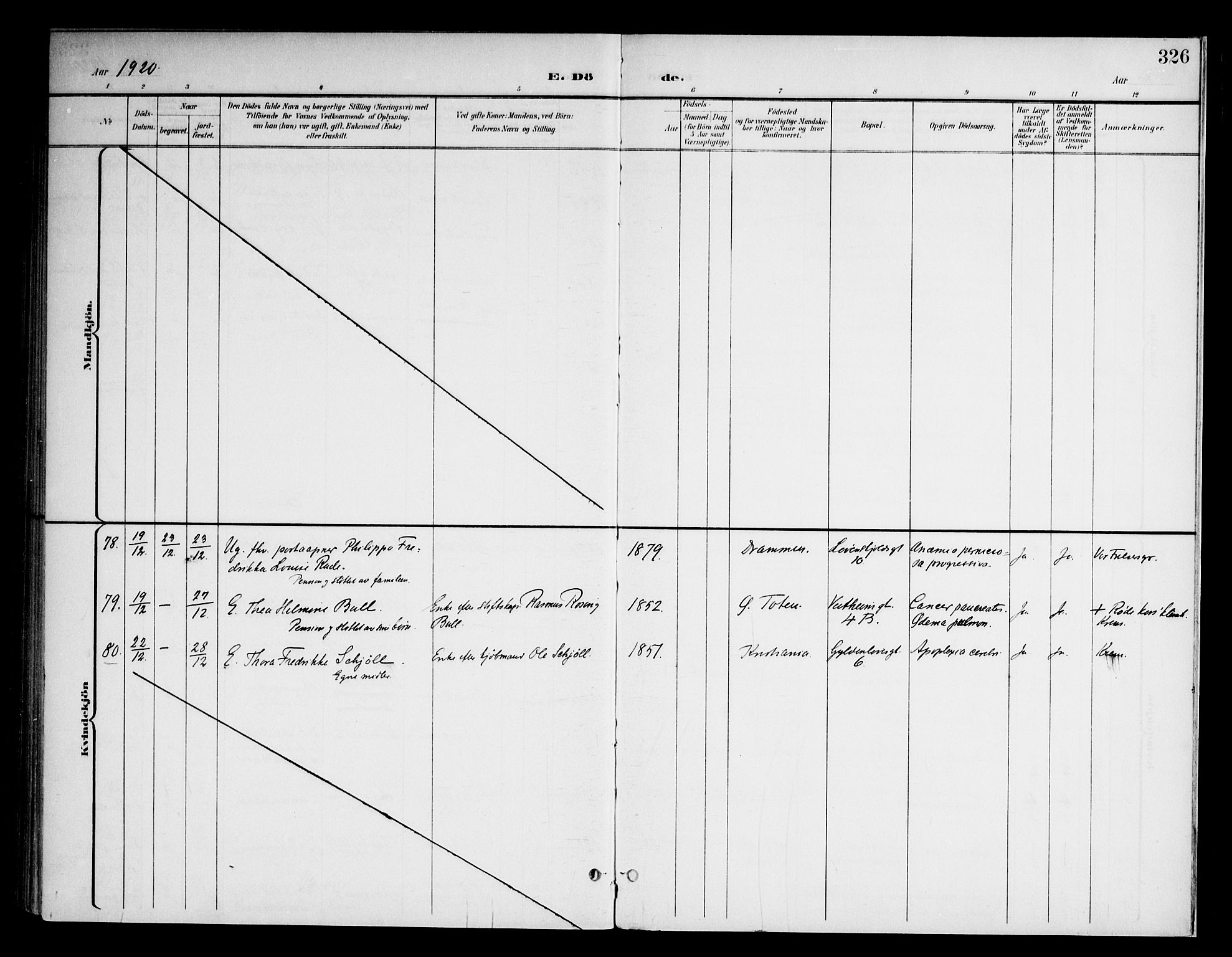 Frogner prestekontor Kirkebøker, SAO/A-10886/F/Fa/L0004: Parish register (official) no. 4, 1898-1921, p. 326