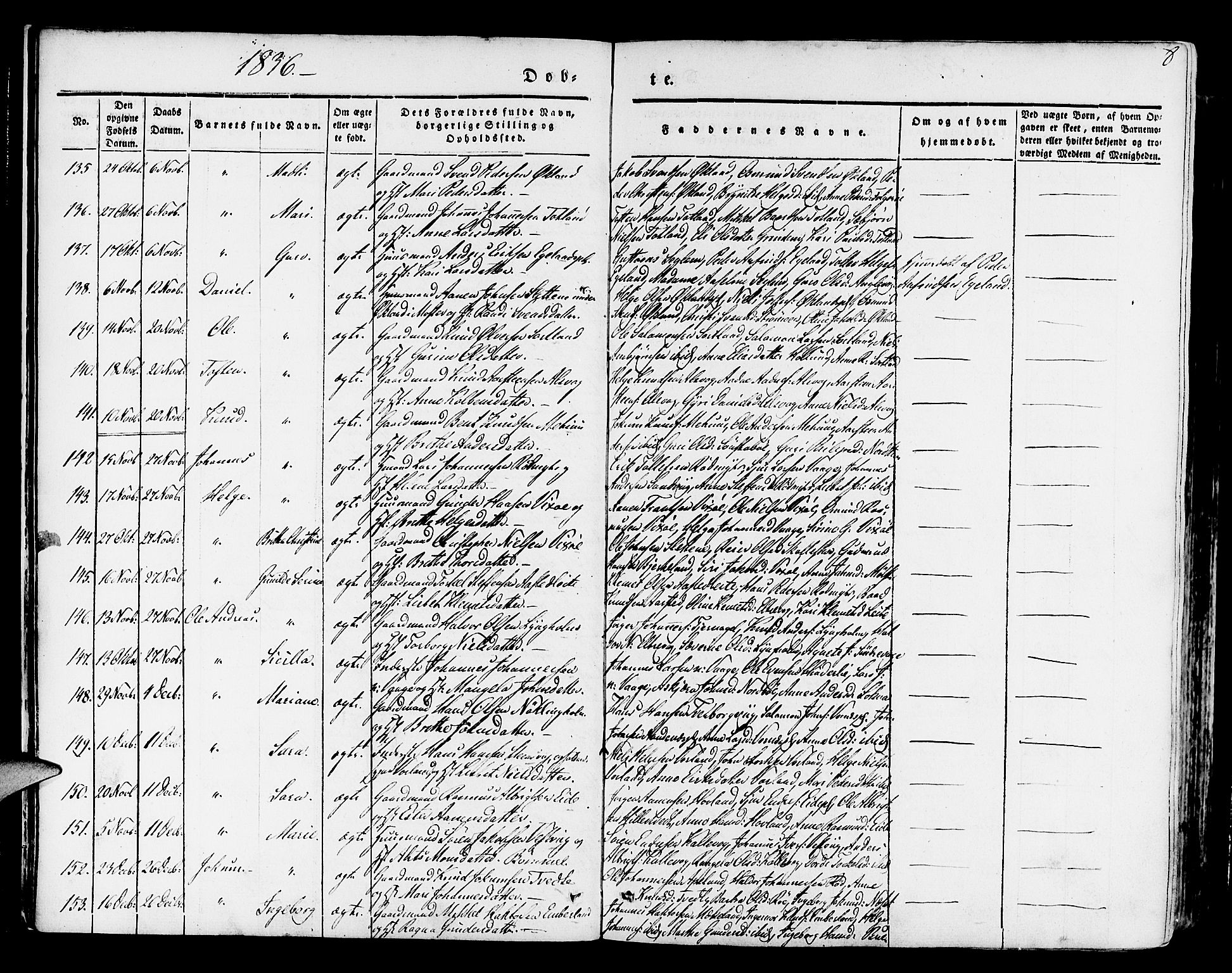 Finnås sokneprestembete, SAB/A-99925/H/Ha/Haa/Haaa/L0006: Parish register (official) no. A 6, 1836-1850, p. 8