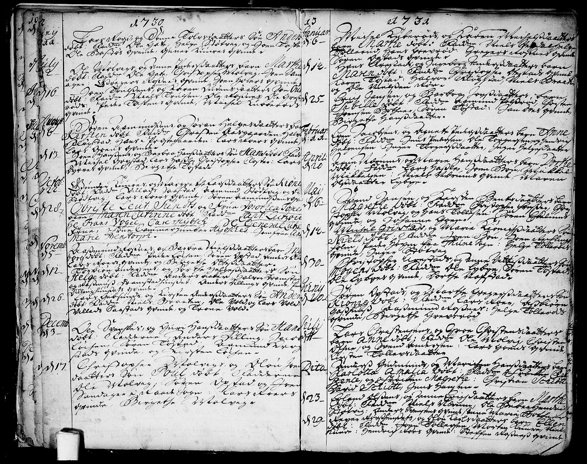 Rygge prestekontor Kirkebøker, SAO/A-10084b/F/Fa/L0001: Parish register (official) no. 1, 1725-1771, p. 12-13