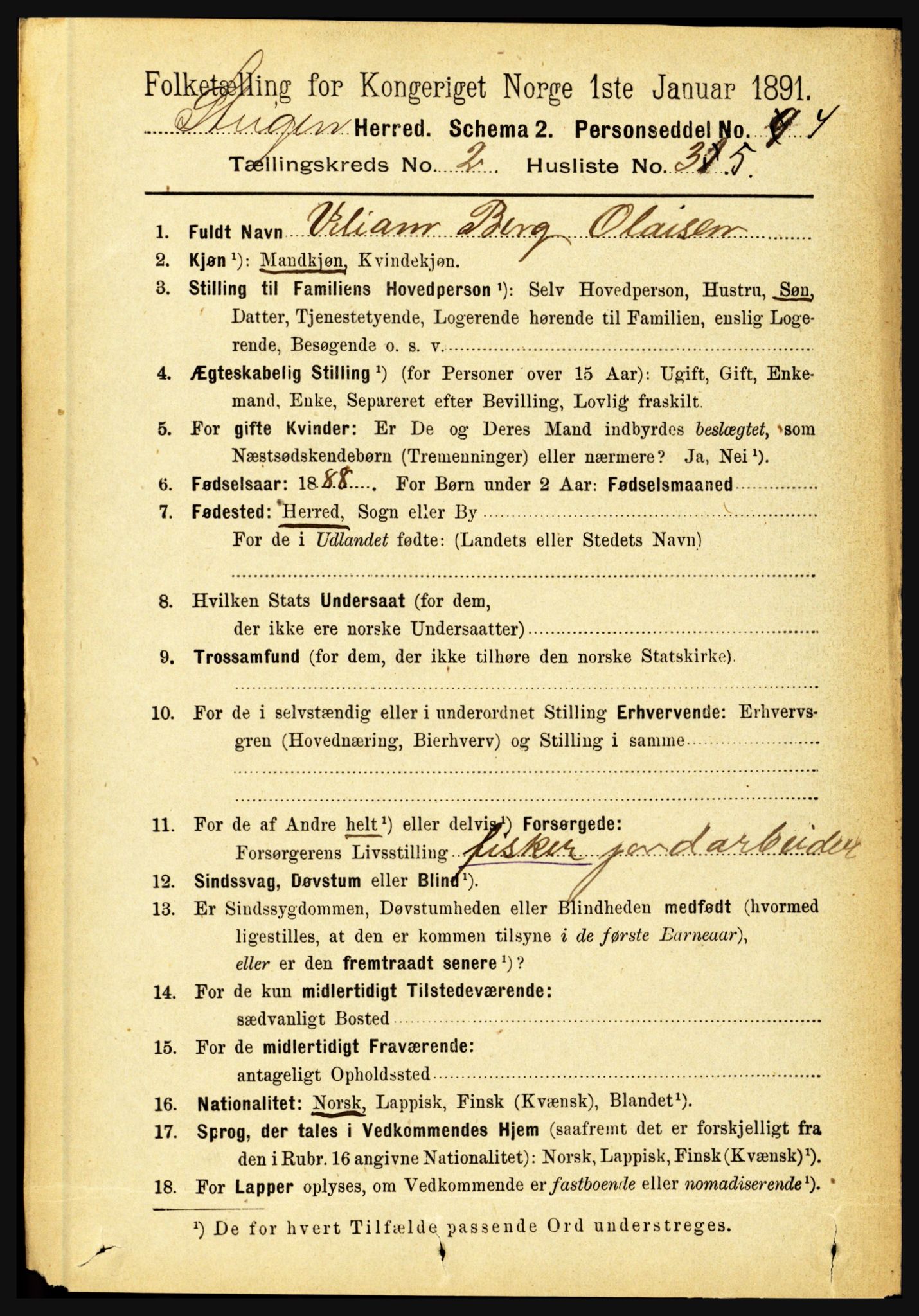 RA, 1891 census for 1848 Steigen, 1891, p. 856