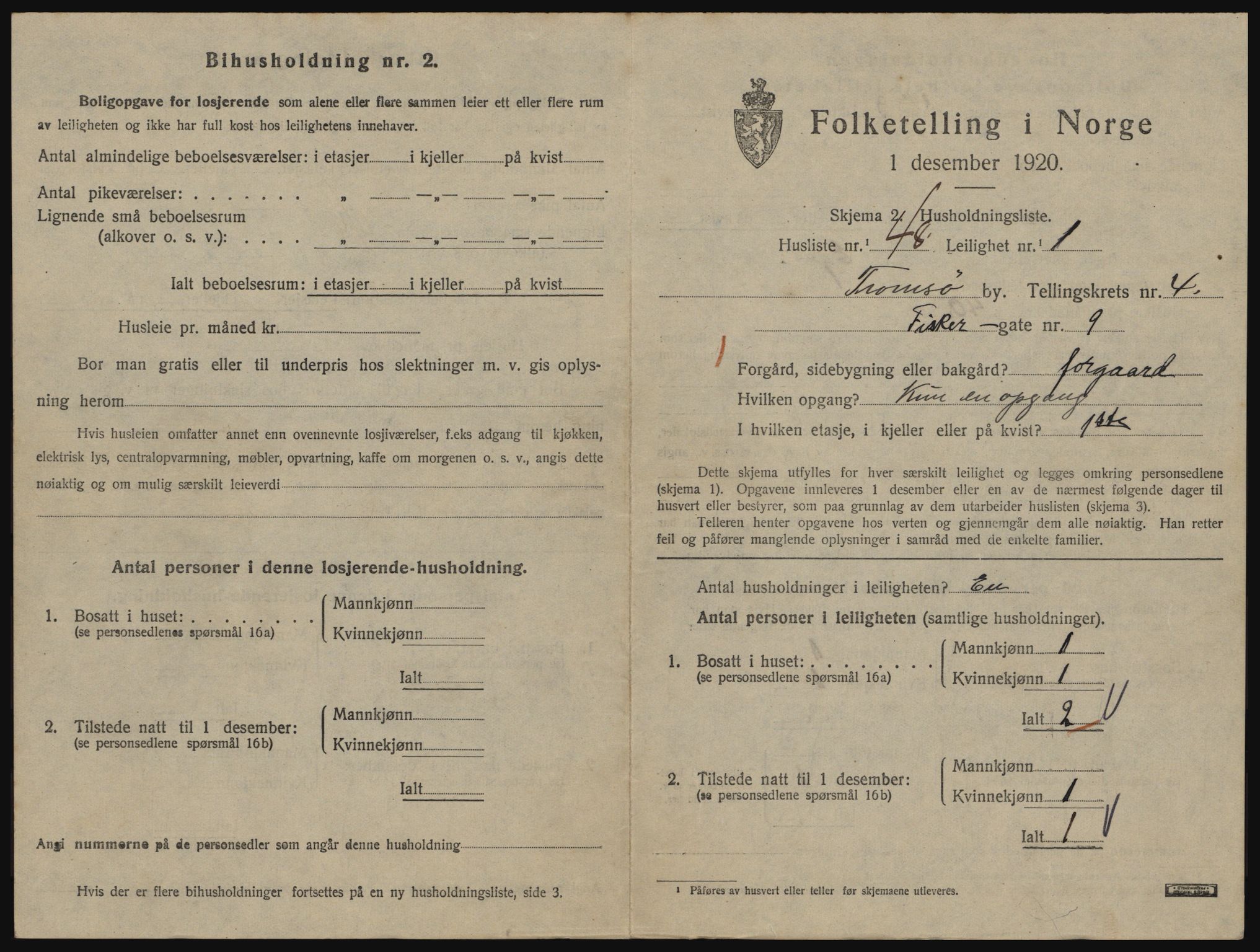 SATØ, 1920 census for Tromsø, 1920, p. 3599