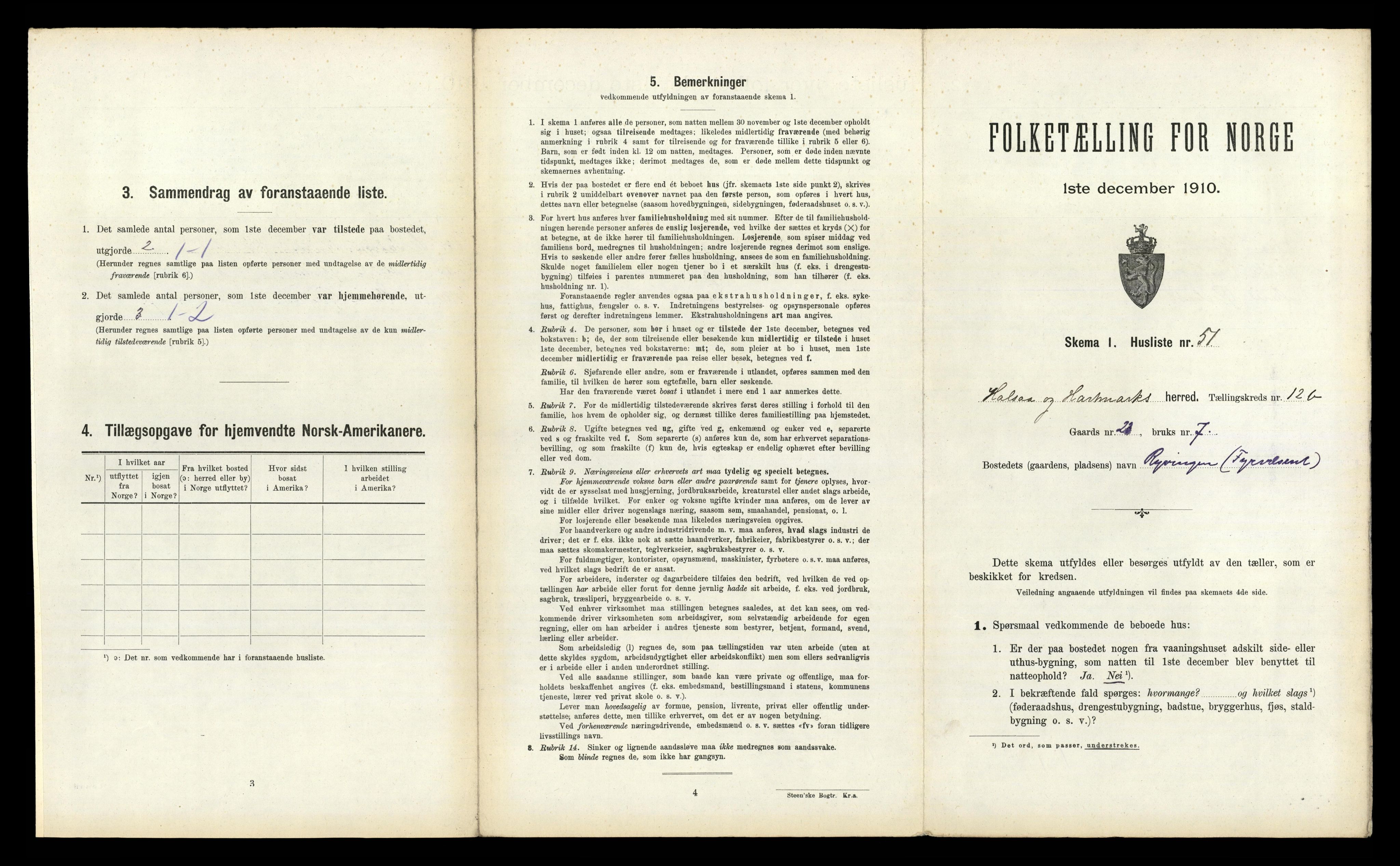 RA, 1910 census for Halse og Harkmark, 1910, p. 1246