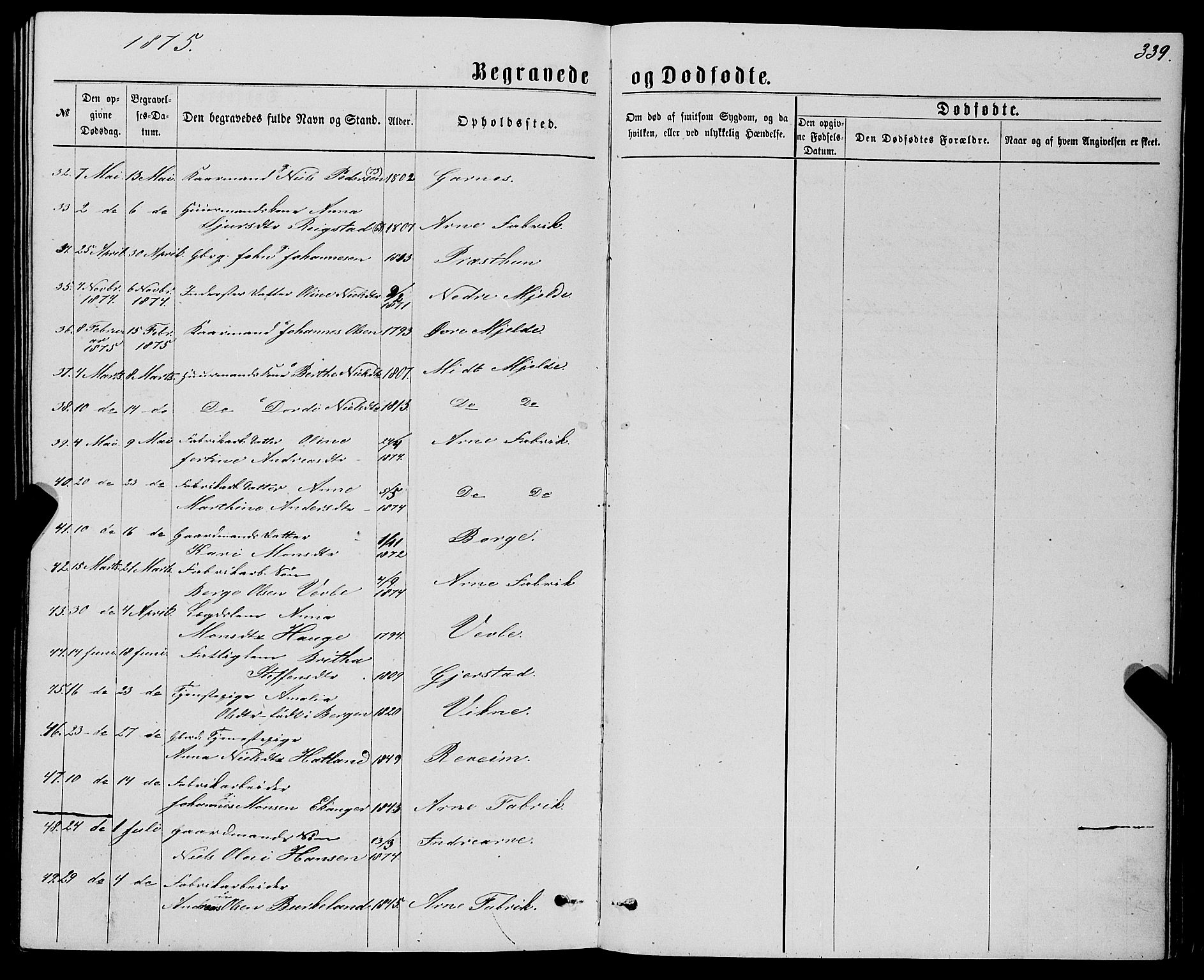 Haus sokneprestembete, SAB/A-75601/H/Haa: Parish register (official) no. A 18, 1871-1877, p. 339
