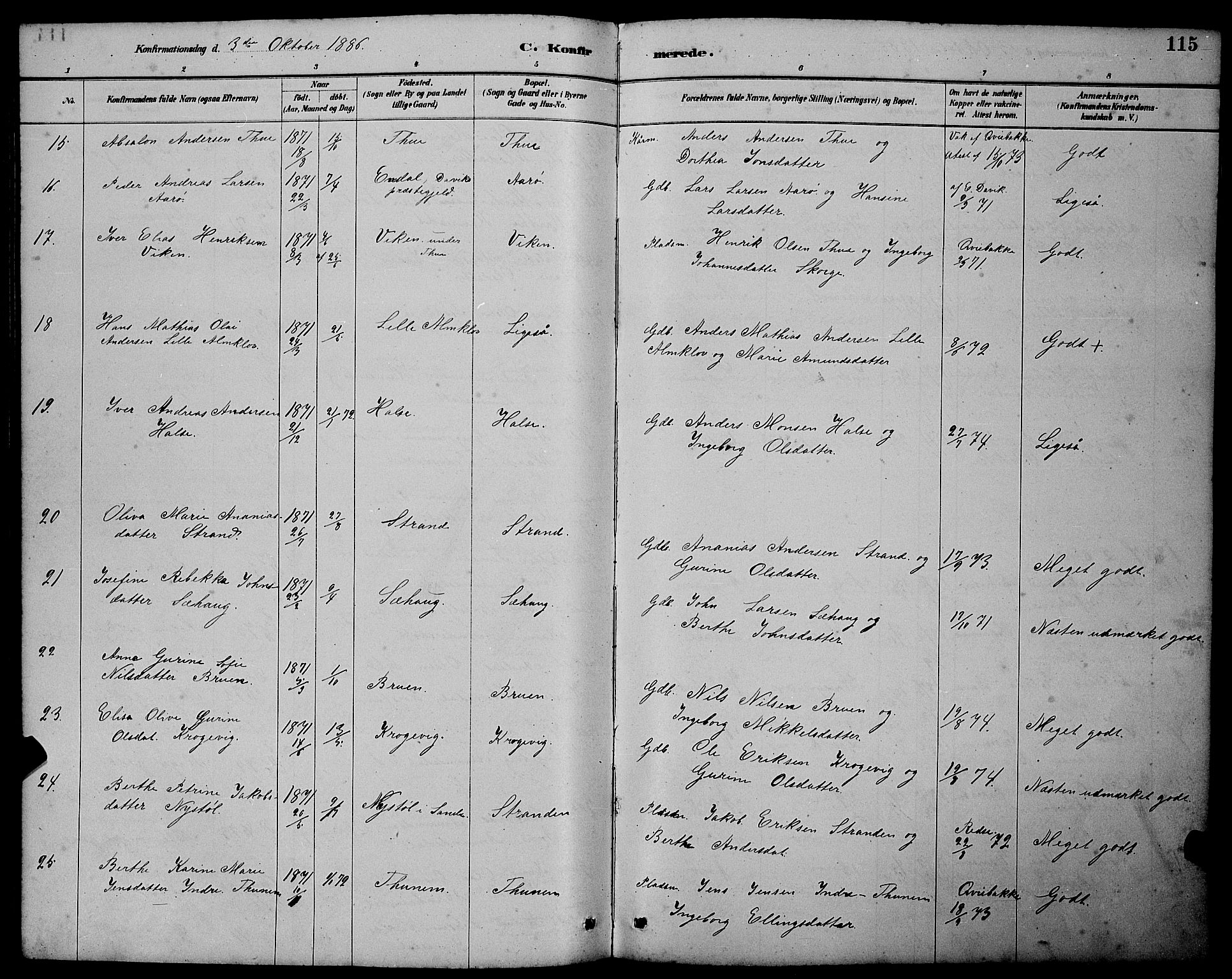 Ministerialprotokoller, klokkerbøker og fødselsregistre - Møre og Romsdal, AV/SAT-A-1454/501/L0017: Parish register (copy) no. 501C03, 1885-1901, p. 115