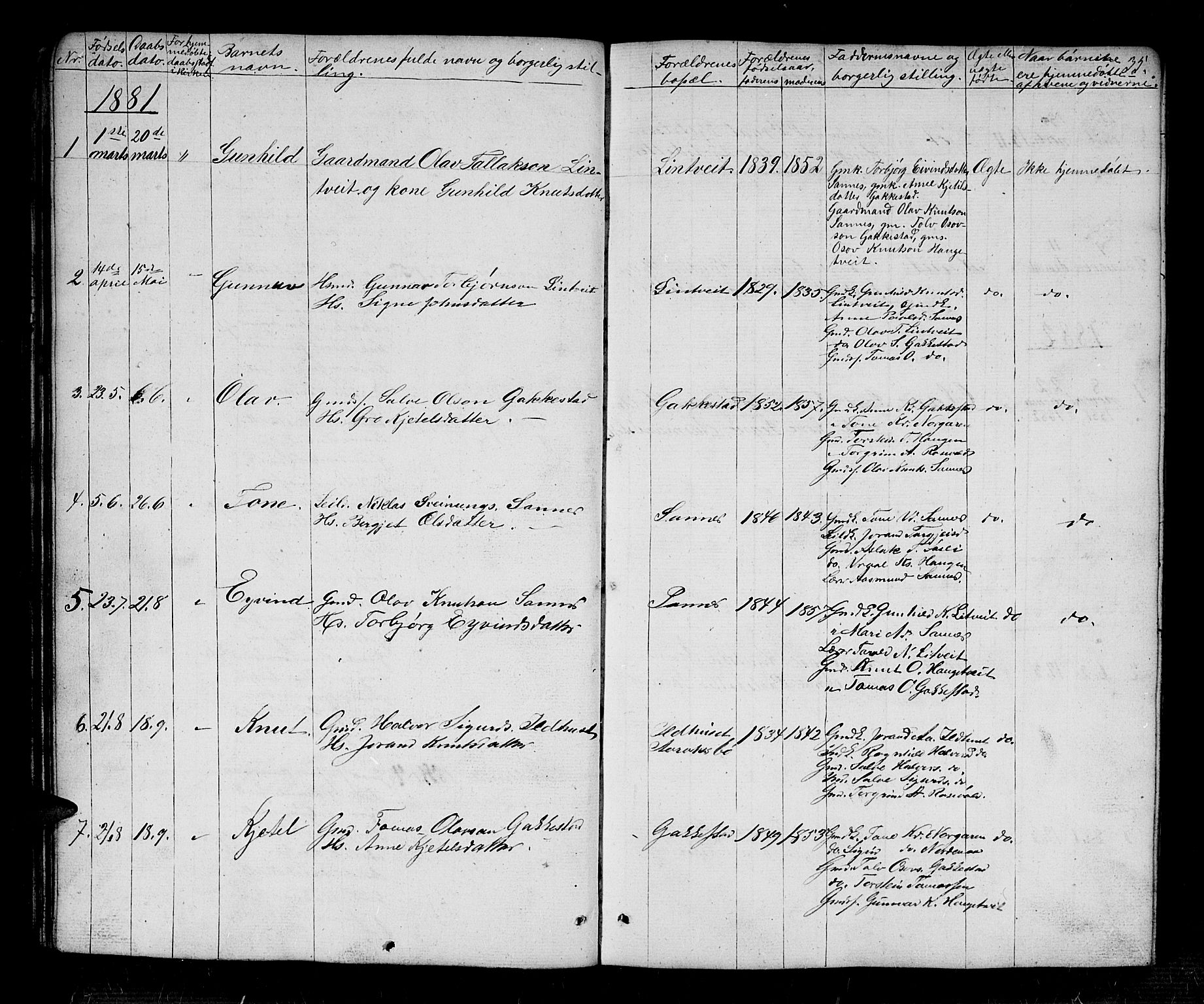Bygland sokneprestkontor, SAK/1111-0006/F/Fb/Fbc/L0001: Parish register (copy) no. B 1, 1848-1894, p. 35