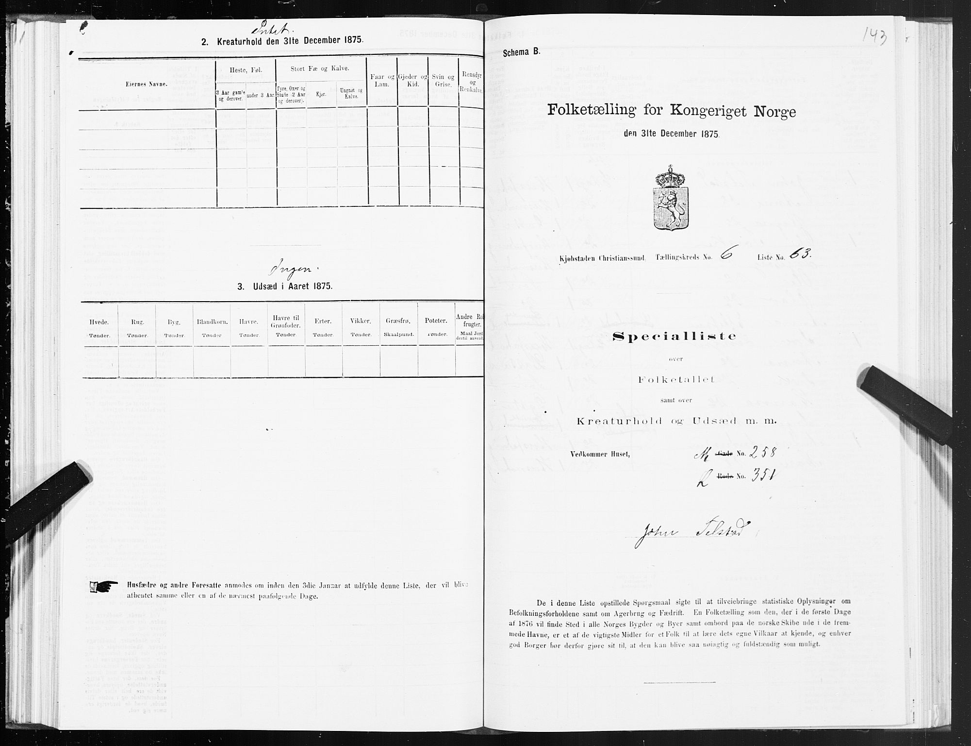 SAT, 1875 census for 1503B Kristiansund/Kristiansund, 1875, p. 5143