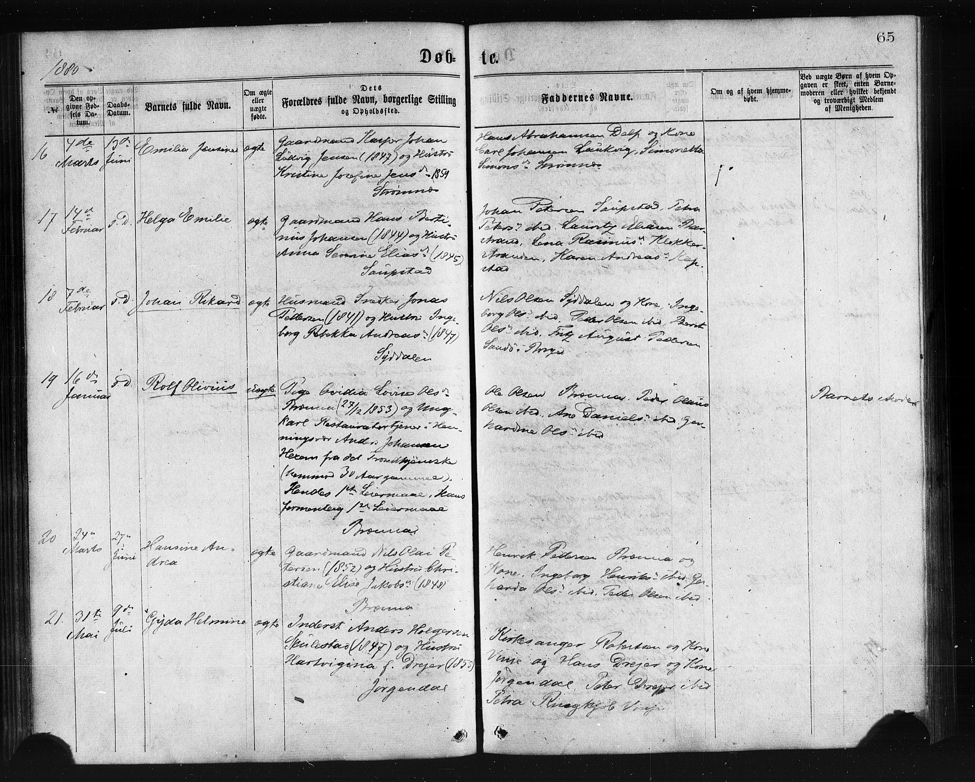 Ministerialprotokoller, klokkerbøker og fødselsregistre - Nordland, AV/SAT-A-1459/876/L1096: Parish register (official) no. 876A02, 1870-1886, p. 65