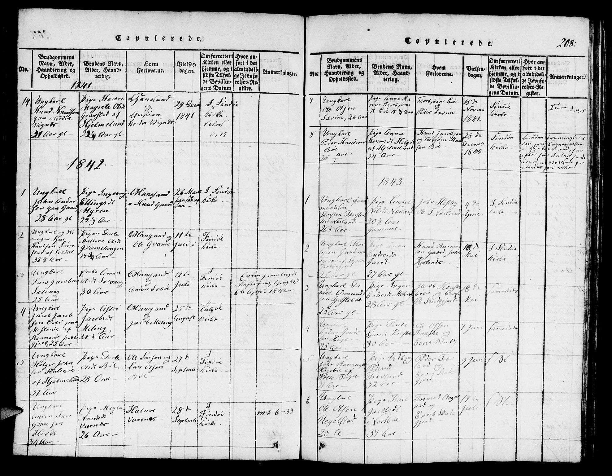 Finnøy sokneprestkontor, SAST/A-101825/H/Ha/Hab/L0001: Parish register (copy) no. B 1, 1816-1856, p. 208